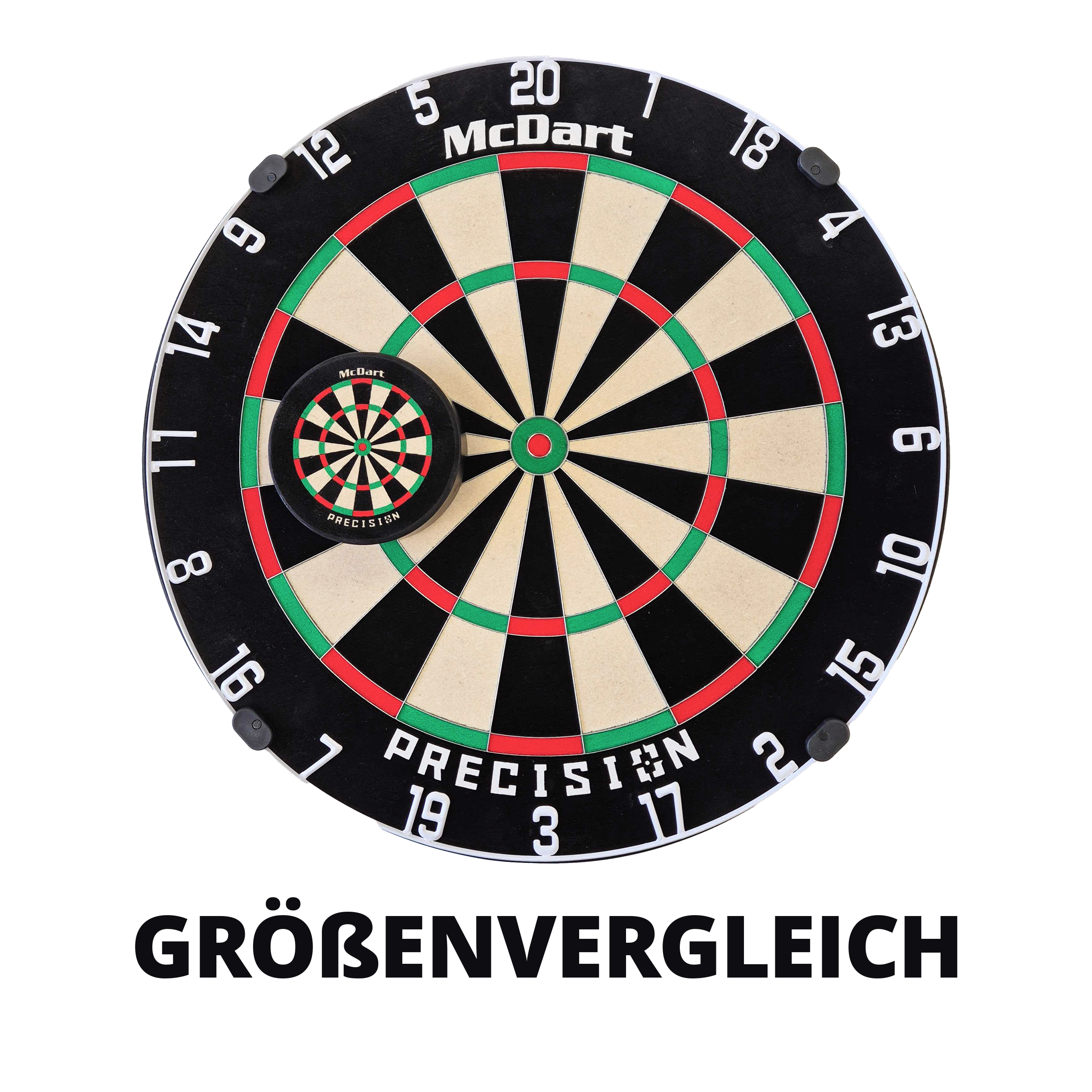 Mini tarcza do darta McDart Precision z niestandardowym tekstem Abgebildet ist das McDart Precision Mini Dartboard mit individuellem Wunschtext. Es ist eine kleine, präzise Dartscheibe mit Halterung.