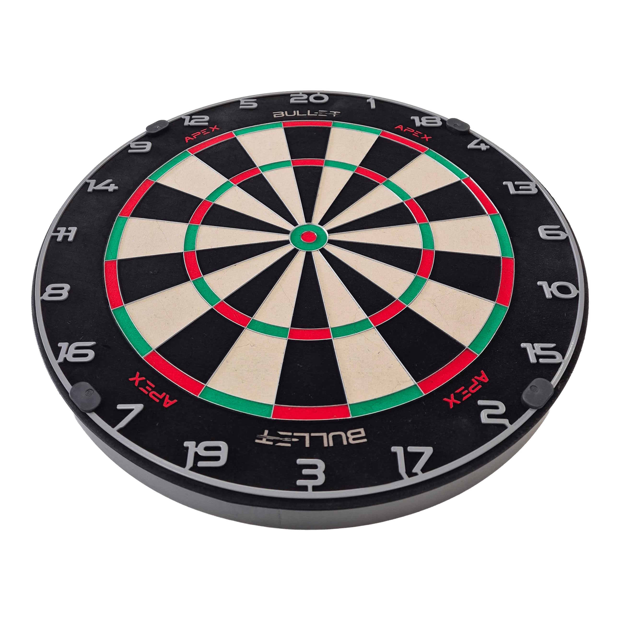 Stalowa tarcza do darta Bullet Apex Bullet Apex Steeldartboard hängt an der Wand. Es ist eine Zielscheibe für Steeldarts.