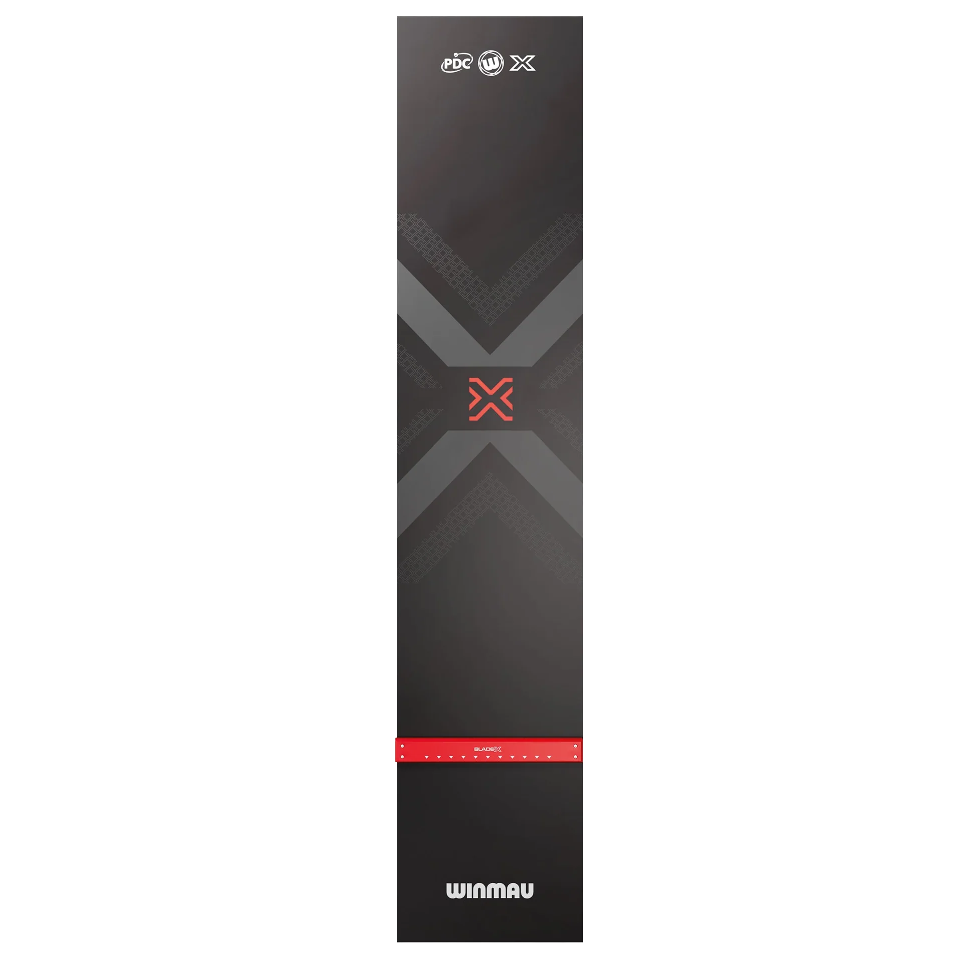 Die Abbildung zeigt die Winmau Blade X PVC Dartmatte. Die Dartmatte besteht aus strapazierfähigem PVC und ist für den Schutz des Bodens beim Dartspiel konzipiert.