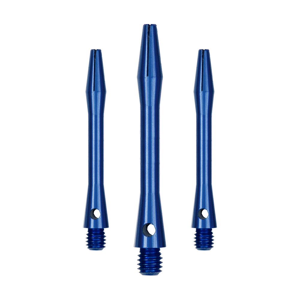 Wałki aluminiowe - niebieskie Mehrere blaue Aluminiumschäfte für Dartpfeile sind abgebildet. Diese Schäfte sind stabil und funktional.