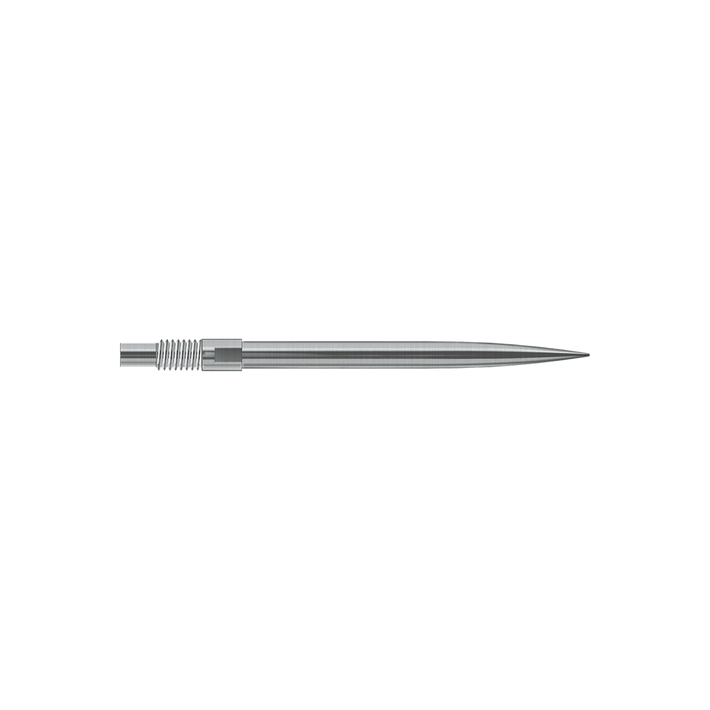 Końcówki do lotek Harrows Quick Point – srebrne Das Bild zeigt Harrows QuickPoint Dartspitzen in Silber mit einer Länge von 30mm. Es handelt sich um eine Produktabbildung der Dartspitzen.