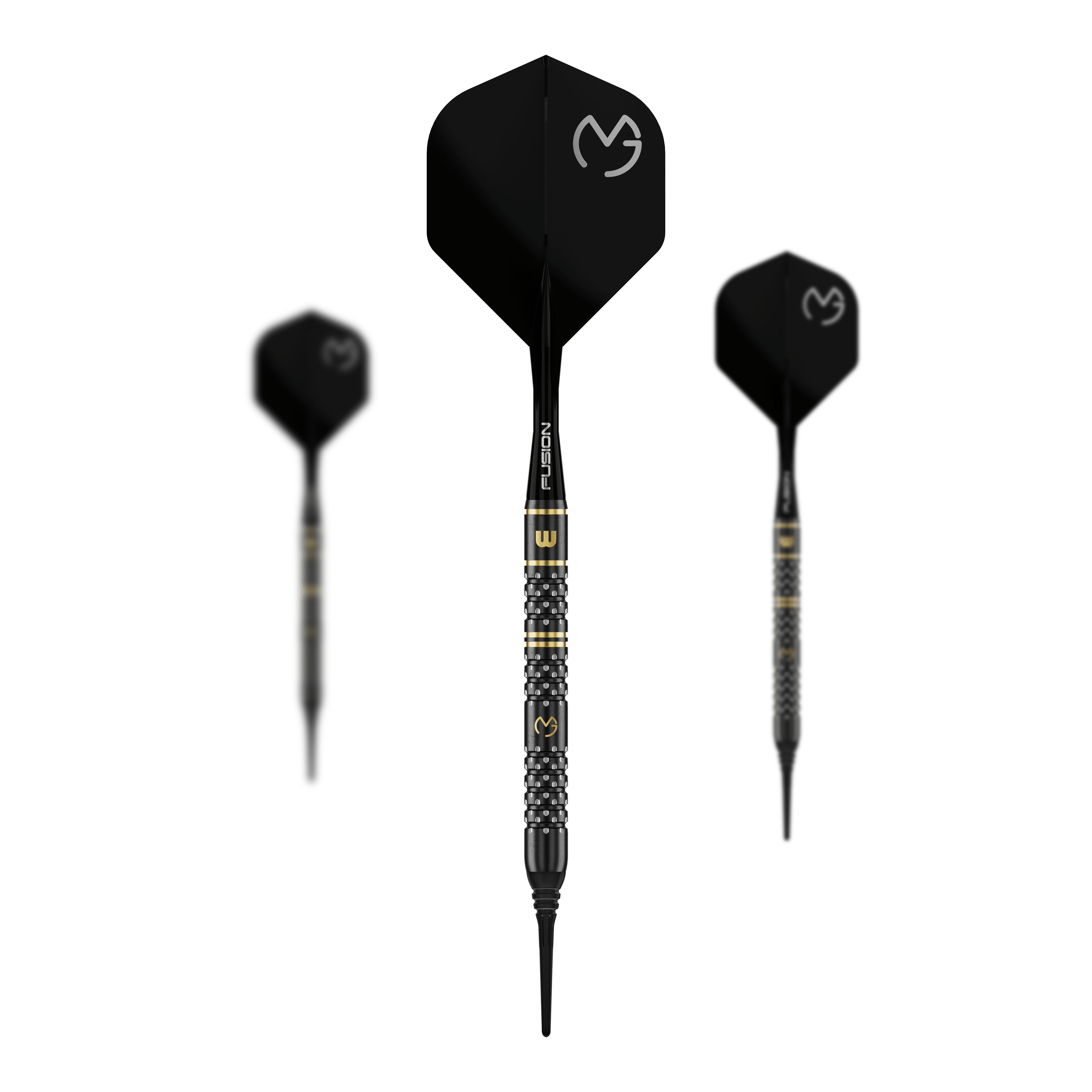 Miękkie rzutki Winmau Michael Van Gerwen W-MAX - 18g Zu sehen ist das Set Winmau Michael Van Gerwen W-MAX Softdarts - 18g. Enthalten sind mehrere Softdarts.