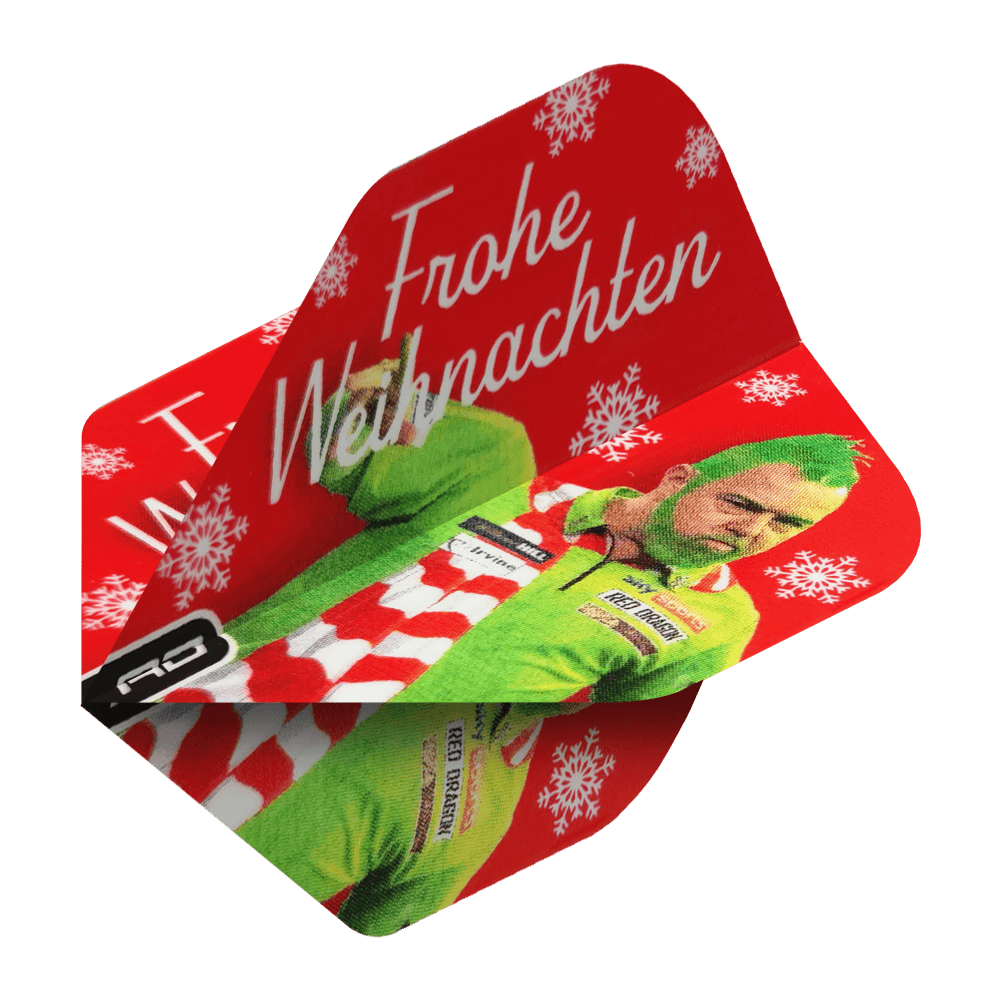 Red Dragon Peter Wright Grinch Standardowe Loty Świąteczne Das Bild zeigt die Red Dragon Peter Wright Grinch Standard Weihnachtsflights. Diese Flights sind für Darts im Weihnachtsdesign geeignet.