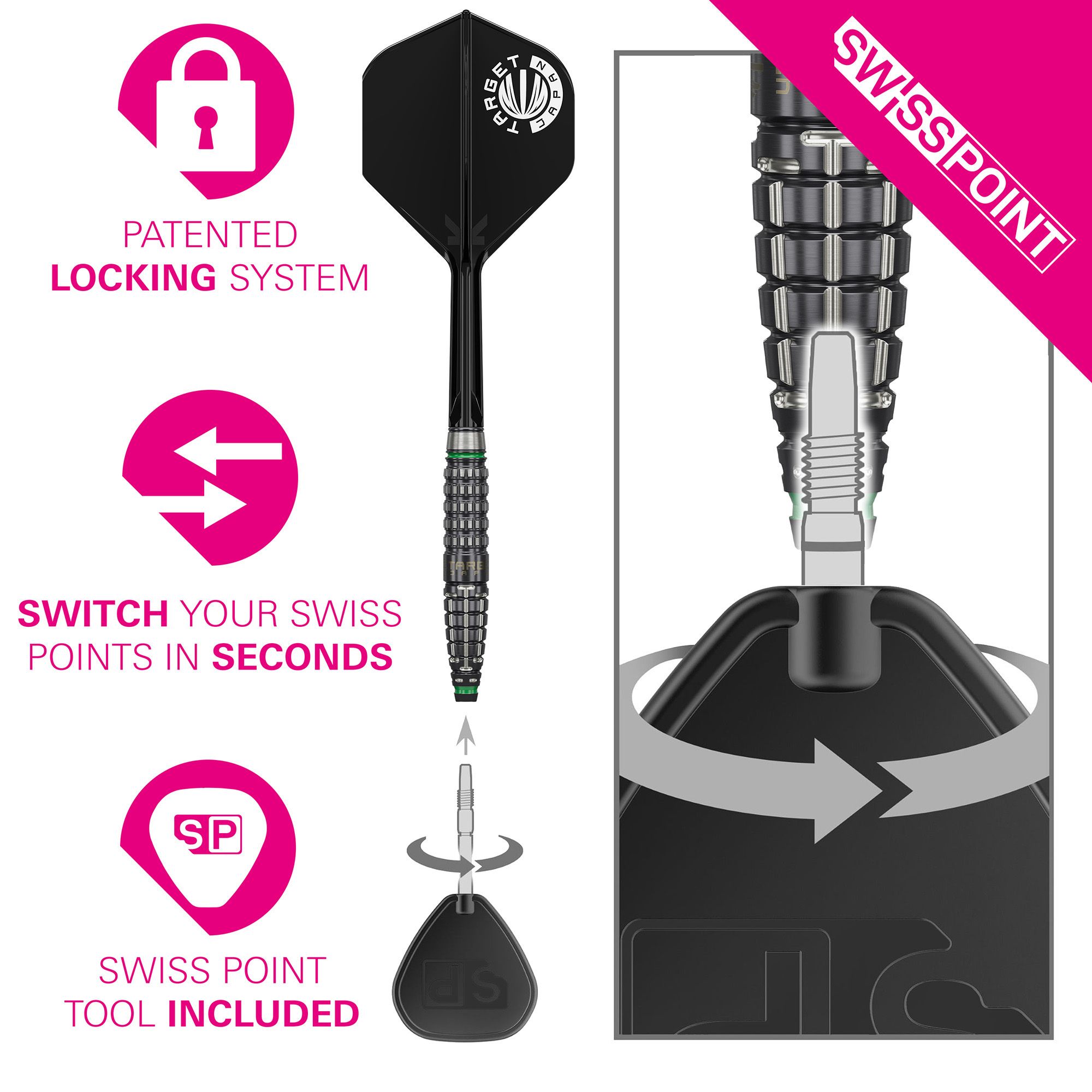 Target Japan Prime Series Akito Yamagata Scream GEN2 Swiss Point Steeldarts - 23g Zu sehen ist der Target Japan Prime Series Akito Yamagata Scream GEN2 Swiss Point Steeldarts - 23g. Die Aufnahme zeigt das Design und die Details der Darts.
