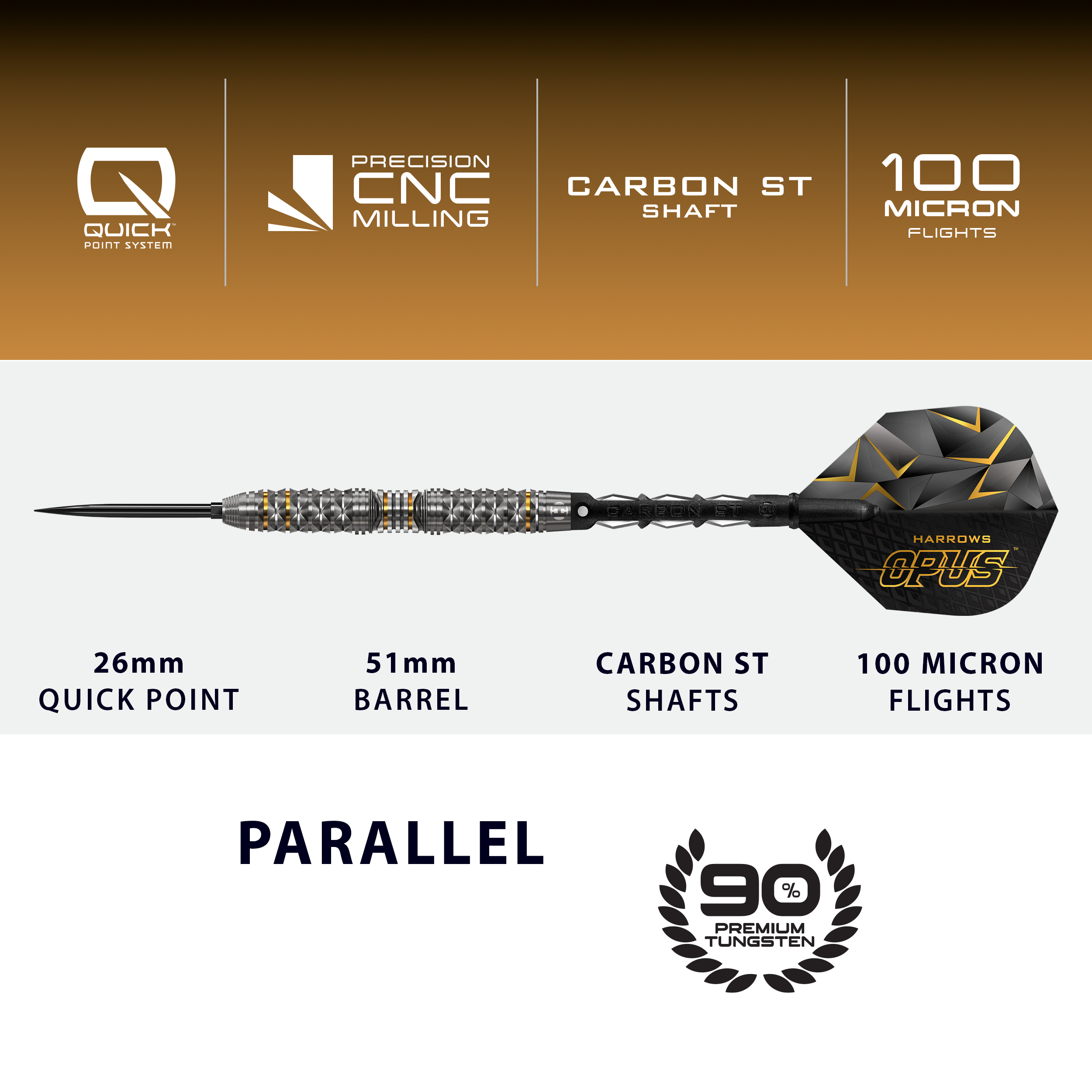 Stalowe lotki Harrow's Opus Quick Point Das Bild präsentiert die Harrows Opus Quick Point Steeldarts - 23g. Sie zeichnen sich durch ihre hochwertige Verarbeitung aus.