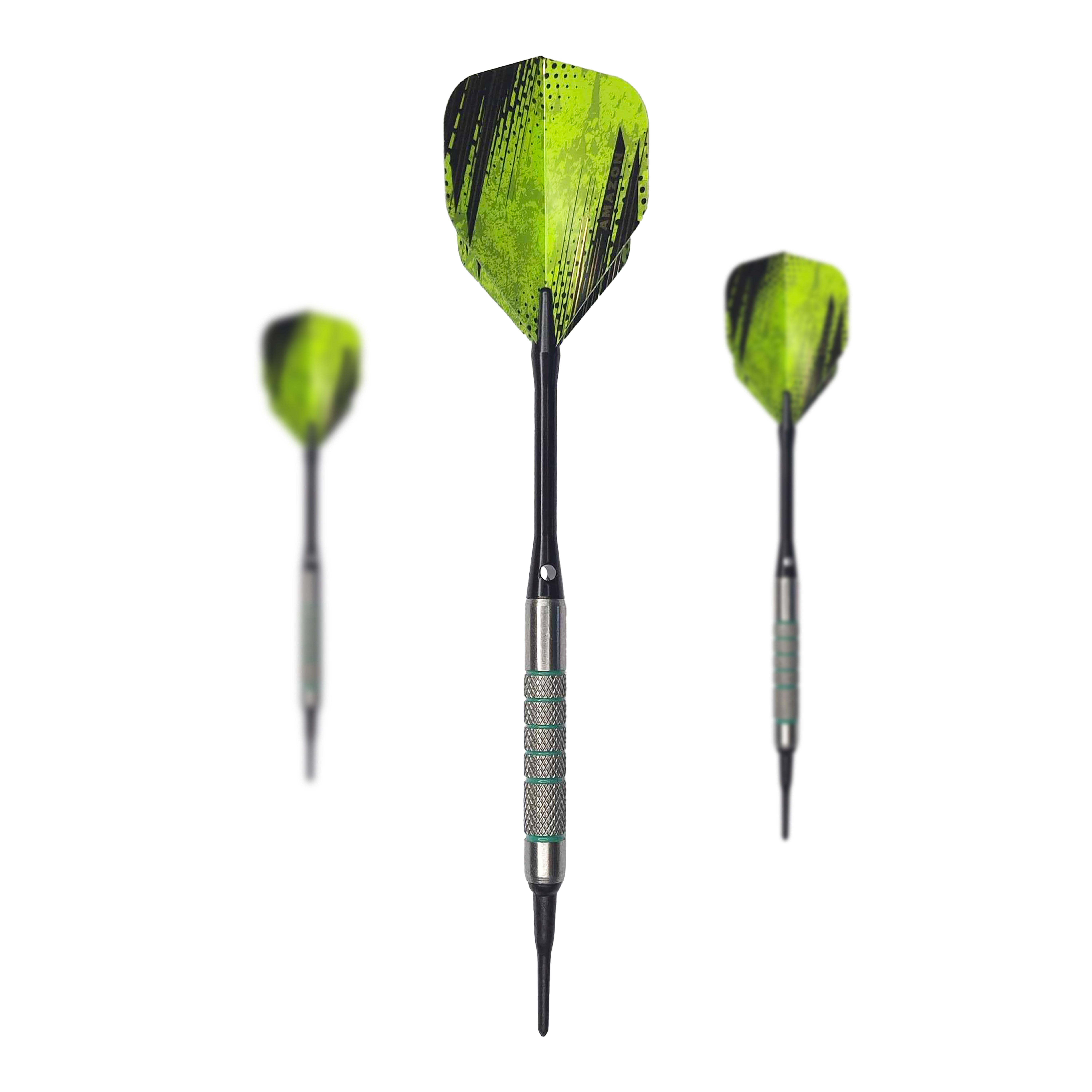 Lotki miękkie McDart 85 Tungsten V7 - 16,5 g Das Bild zeigt ein Set McDart 85er Tungsten V7 Softdarts - 16,5g. Die Darts sind nebeneinander angeordnet.