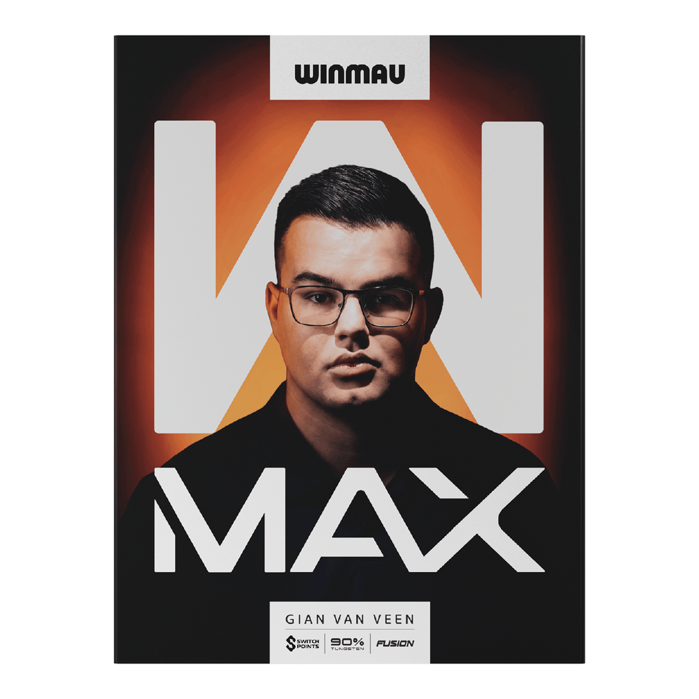 Miękkie rzutki Winmau Gian Van Veen W-MAX - 18g Das Bild zeigt Winmau Gian Van Veen W-MAX Softdarts mit einem Gewicht von 18 Gramm. Die Darts sind nebeneinander angeordnet.