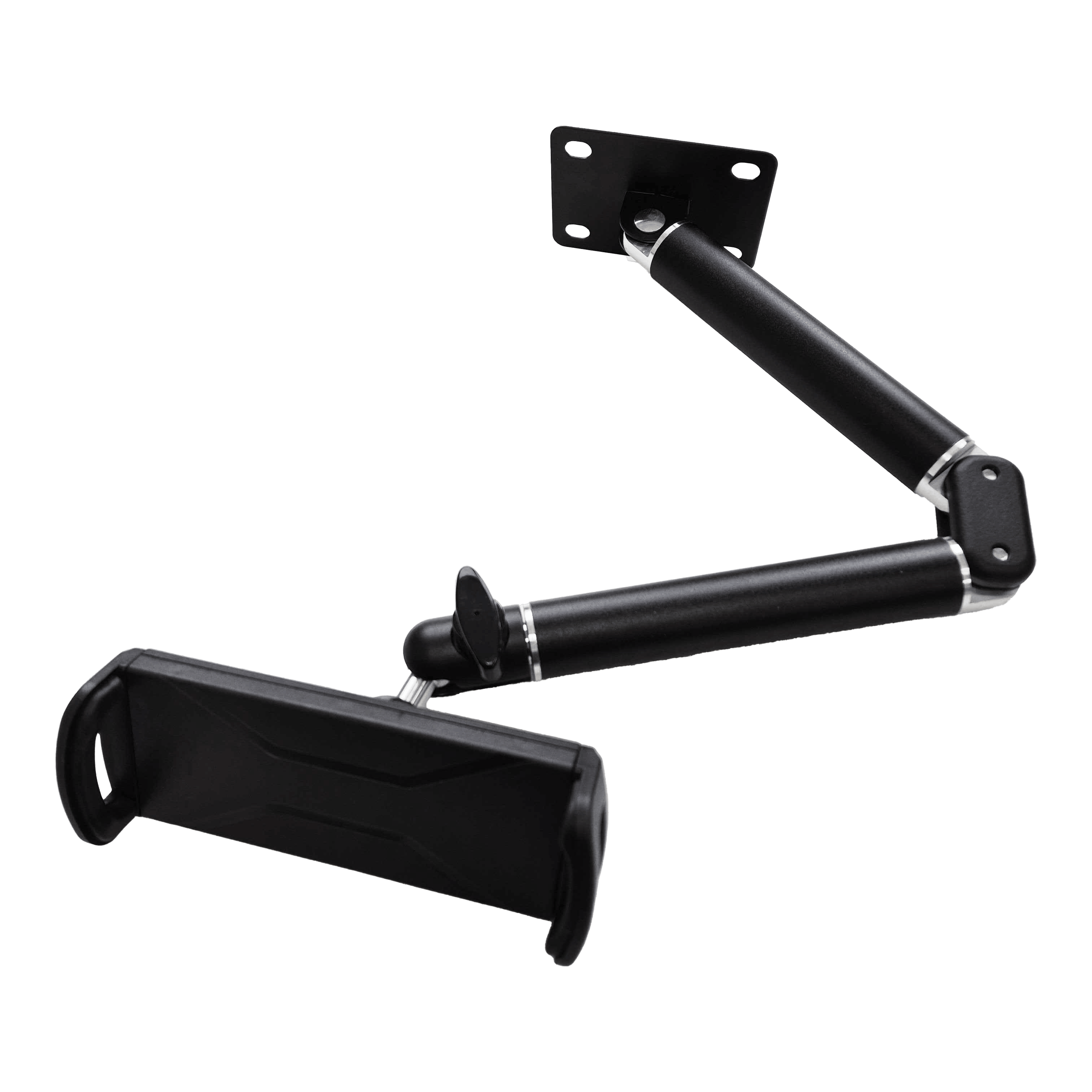 Uchwyt ścienny do tabletu McDart TABFlex z elastycznym ramieniem Die Abbildung zeigt die McDart TABFlex Tablet-Wandhalterung mit flexiblem Arm. Die Halterung ist schwarz und kann an der Wand befestigt werden, um ein Tablet flexibel auszurichten.