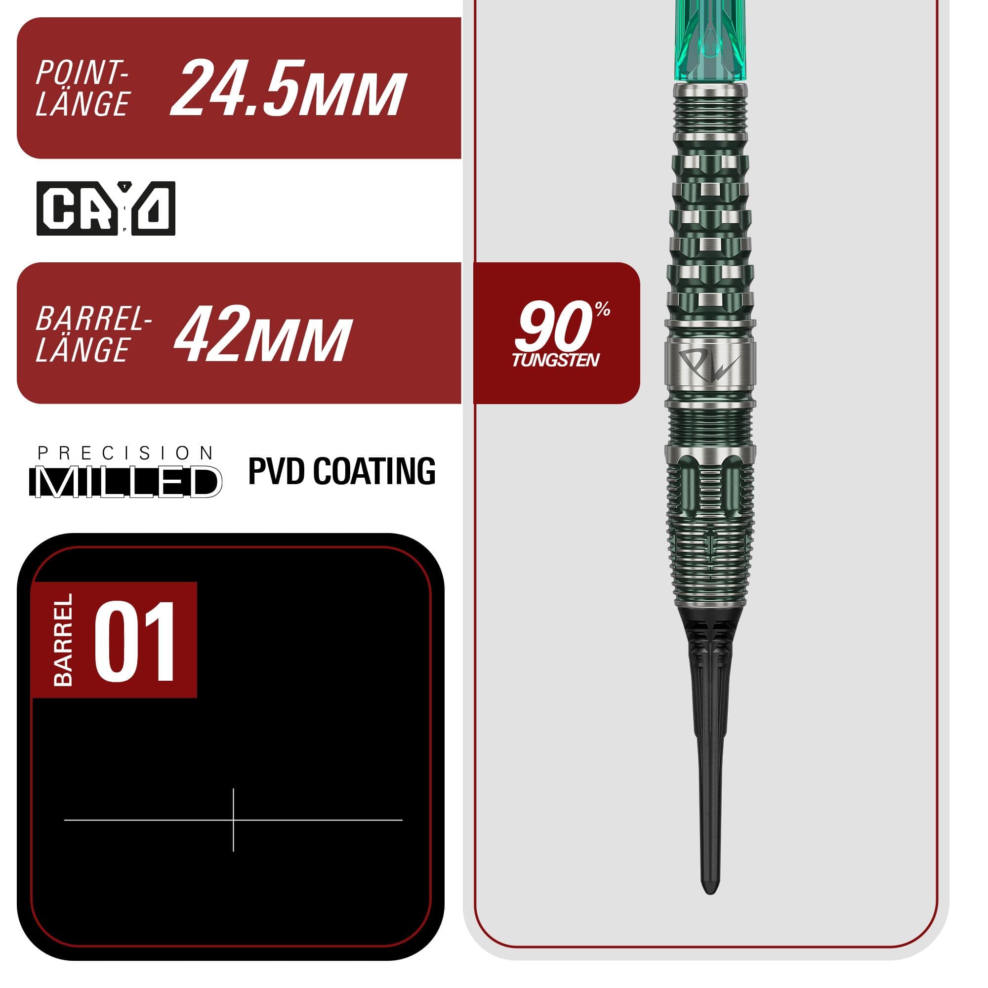 Das Bild zeigt den Target Japan Prime Series PW GEN 3 Softdart - 19g. Die Dartpfeile sind modern gestaltet und für den Softdartbereich geeignet.
