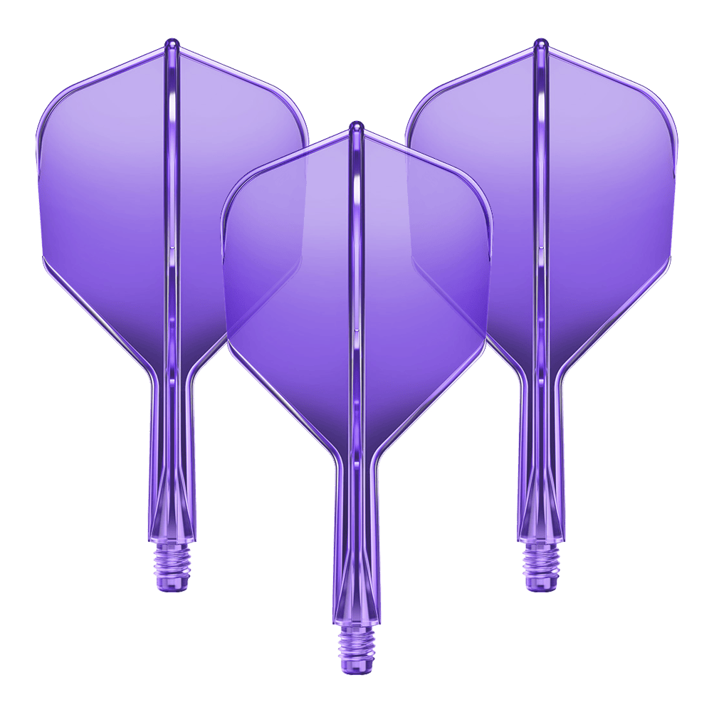 Abgebildet ist das GD8000280_GOAT_A1R_No6_Flight-Shaft-System_NeonLila_19mm_1Set. Es scheint ein Dart Flight-Shaft in Neonlila mit einer Länge von 19 mm zu sein.