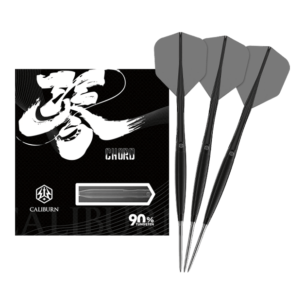 Lotki stalowe Caliburn Chord C2 - 23,5 g Das Bild zeigt die Caliburn Chord C2 Steeldarts - 23,5g. Die Darts sind in voller Länge abgebildet.