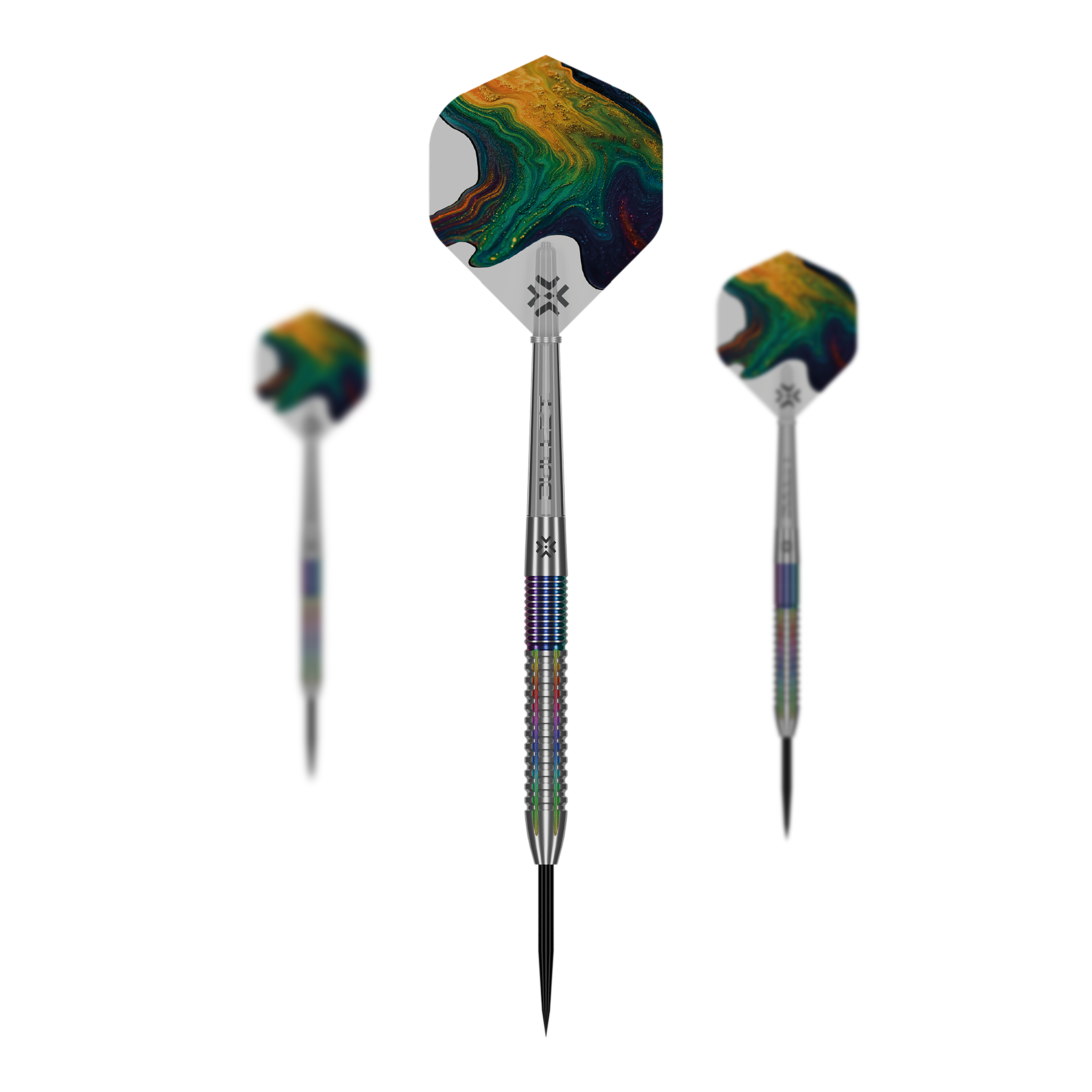 Stalowe lotki Bullet Diesel V2 Die Bullet Diesel V2 Steel Darts sind auf diesem Bild zu sehen. Es handelt sich um hochwertige Steeldarts für präzises Dartspiel.