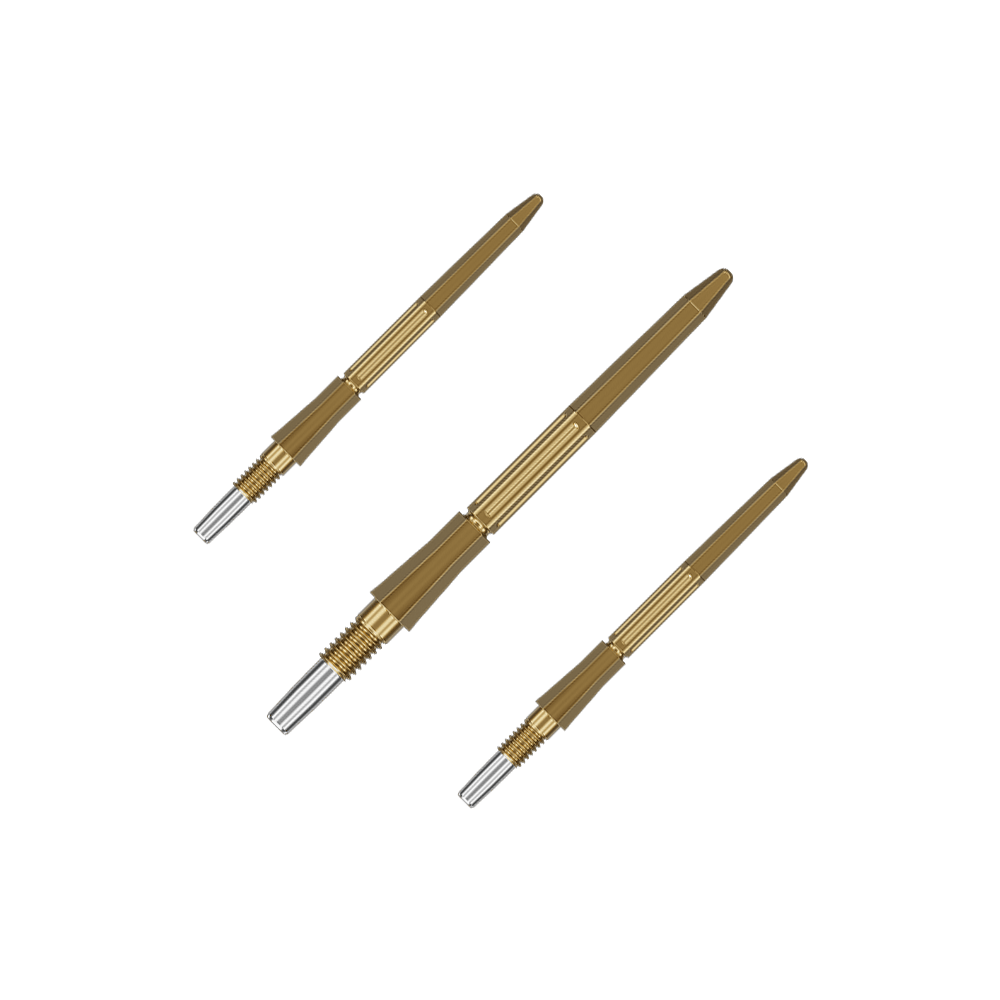 Das Bild zeigt ein Set der Target Elysian Archetype 43 SwissPoint Dartspitzen in Gold, Länge 30 mm. Dieses Set ist ideal für Präzision beim Dartsport.