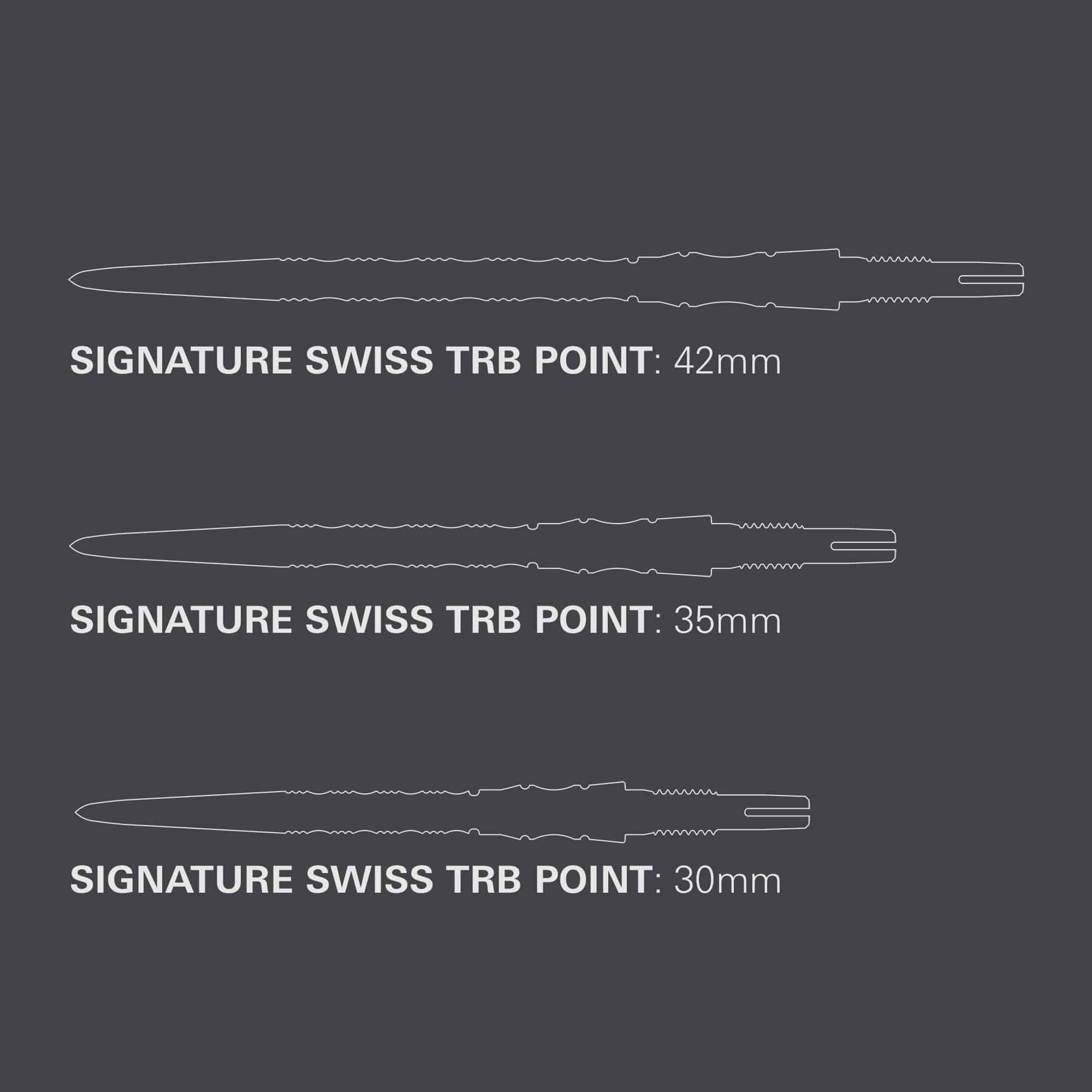 Stalowe groty do lotek Target Signature Swiss Point TRB - złote Das Bild zeigt die Target Signature Swiss Point TRB Steeldartspitzen - Gold. Diese goldfarbenen Spitzen werden für Steeldarts verwendet.