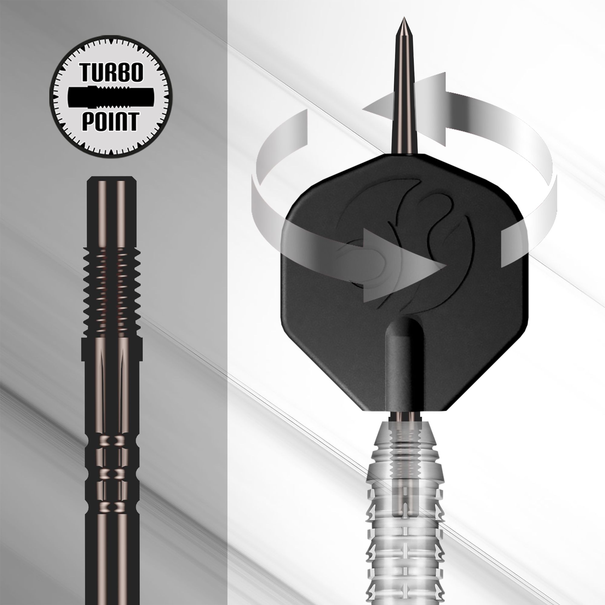 Narzędzie Shot Turbo Point Das Foto zeigt das Shot Turbo Point Tool. Dieses Tool wird für den Wechsel und die Pflege von Dartspitzen verwendet.