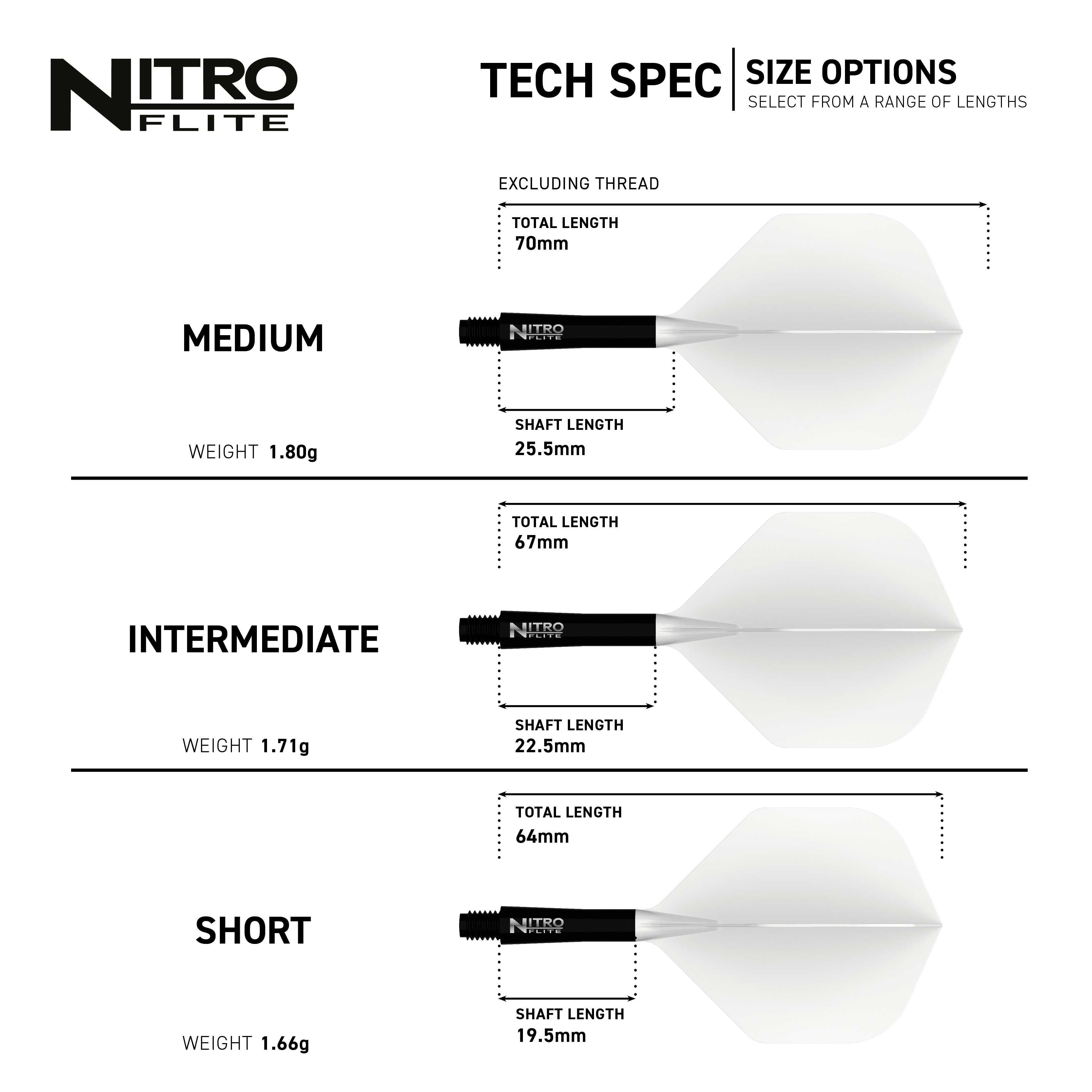 Red Dragon Nitroflite Czarny trzonek Białe lotki nr 2 Hier sieht man das Produkt Red Dragon Nitroflite Black Shaft White Flights No2. Diese Dart-Zubehörteile haben einen schwarzen Schaft und weiße Flights.