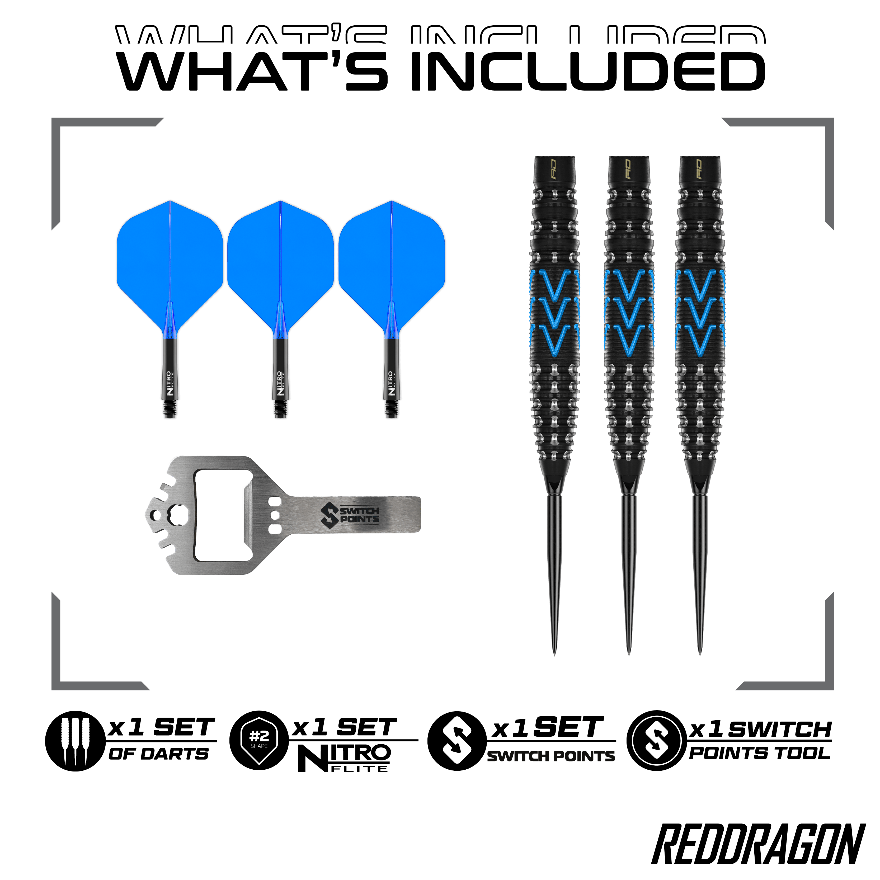 Rzutki stalowe Red Dragon AMP Torpedo Switch Point Auf dem Bild ist Red Dragon AMP Torpedo Switch Point Steeldarts zu sehen. Diese Darts bieten eine innovative Switch Point Funktion.