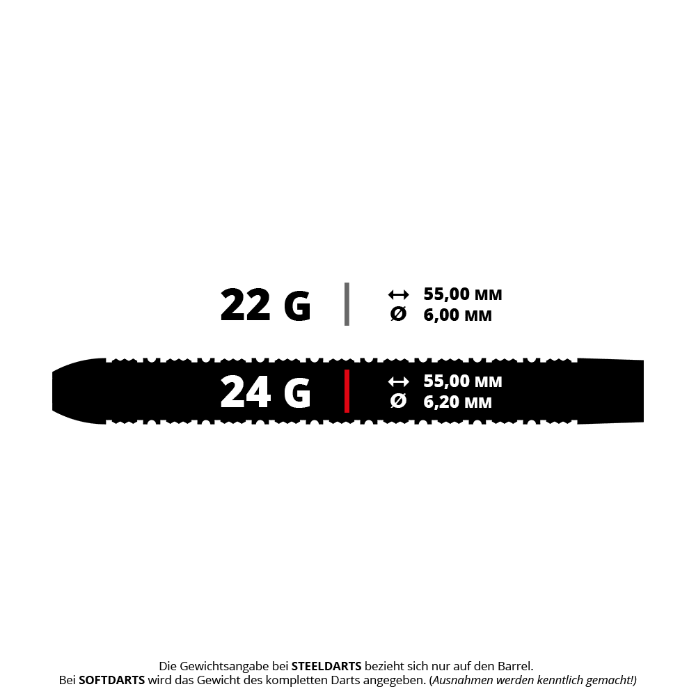 Misja Kinsuji Steeldarts Das Bild zeigt ein Set Steeldarts namens M002154 Mission Kinsuji, 24 Gramm. Die Darts sind für das Dartspiel geeignet.