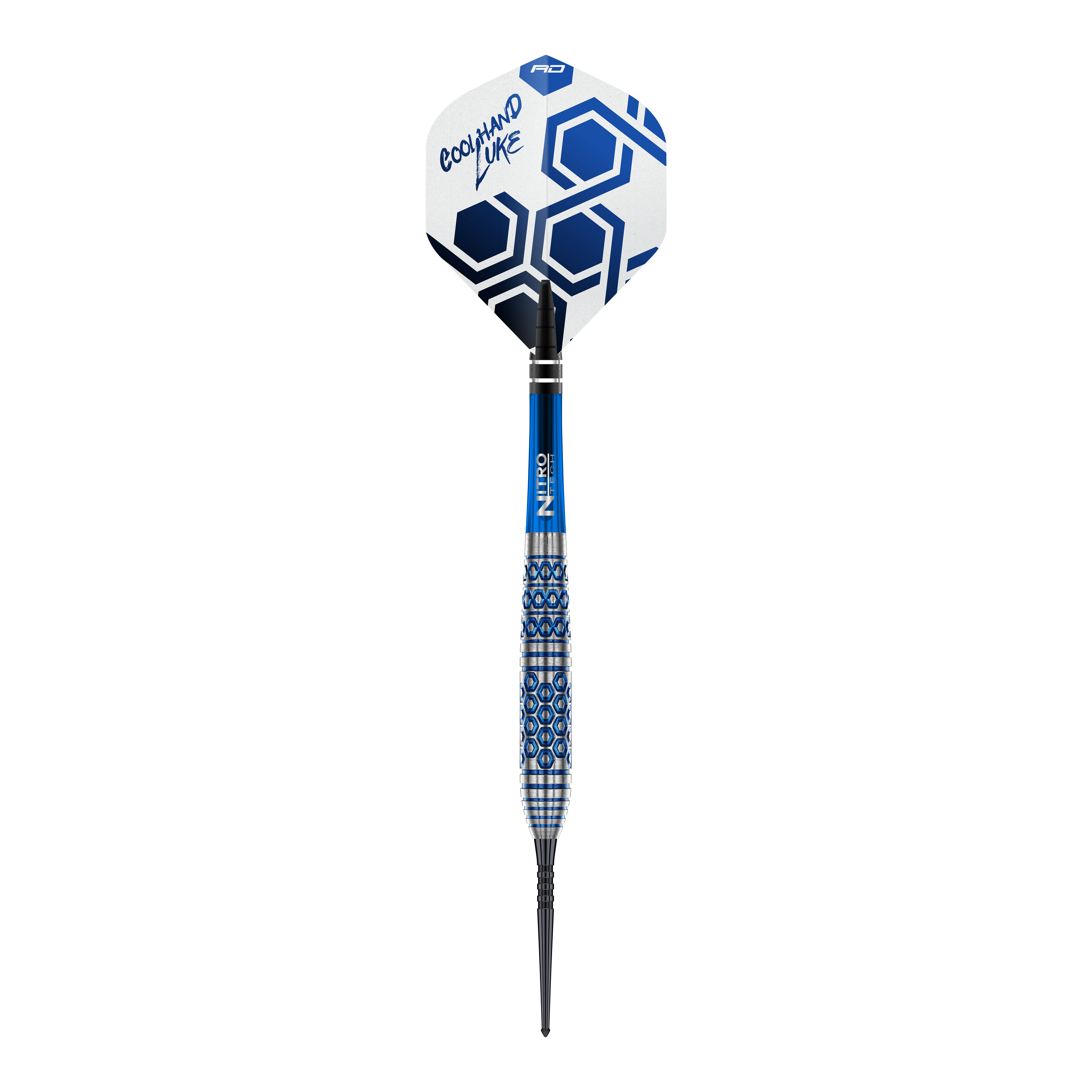 Zu sehen sind die Red Dragon Luke Humphries TX5 Steeldarts. Die Aufnahme präsentiert die Steeldarts in einer Detailansicht.