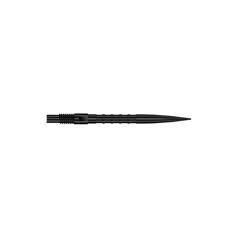 Końcówki do lotek Harrows Quick Point Heavy Metal – czarne Gezeigt wird QP33164 Harrows Quick Point HeavyMetalGrip Dartspitzen Schwarz 26mm. Es sind schwarze Dartspitzen mit besonderem Grip-Design.