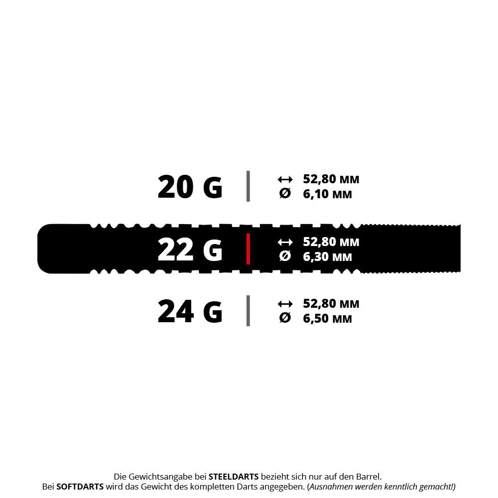 Stalowe lotki Unicorn Wraith James Wade Das ist ein Bild von Unicorn Wriath James Wade Steeldarts in der 22g Variante. Die Dartpfeile sind detailliert dargestellt.