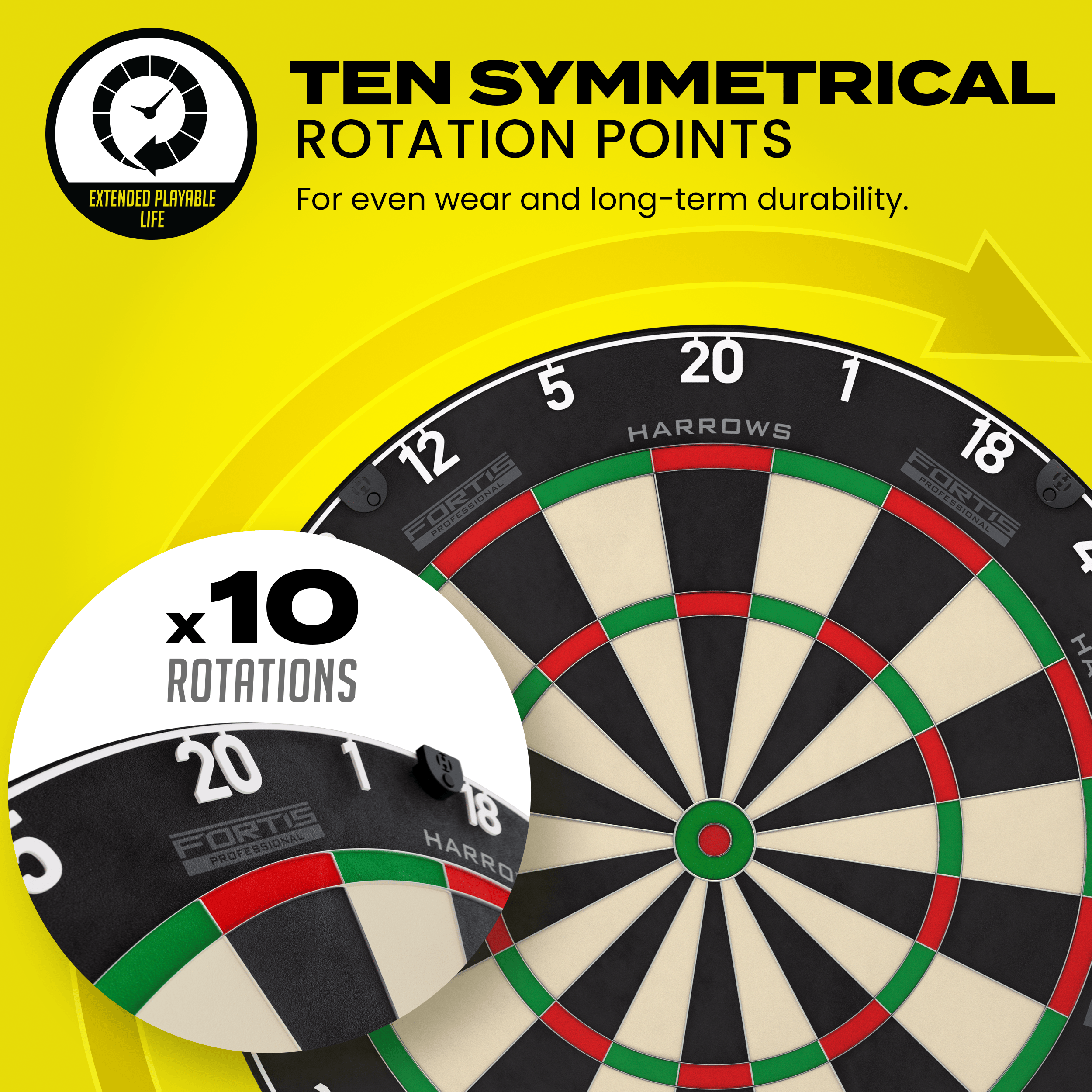 Stalowa tarcza do darta Harrows Fortis Das Bild zeigt das Produkt Harrows Fortis Steeldartboard. Es handelt sich um eine Steeldartscheibe für das Dartspiel.