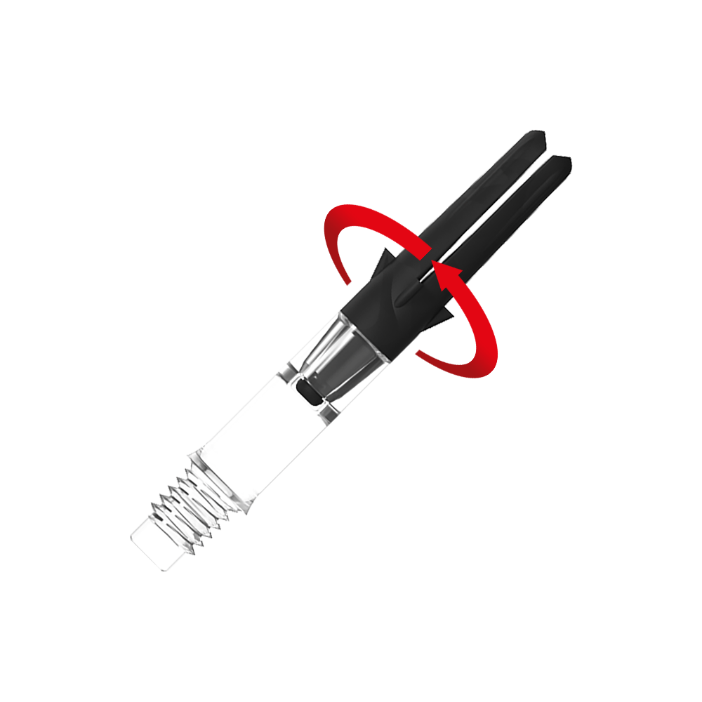 Wał L-L-Style-Shaft Carbon Silent Straight - Przezroczysty Zu sehen ist ein Produkt mit dem Namen L-Style L-Shaft Carbon Silent Straight Clear OhneKappen 32mm 2 Symbol. Es scheint ein Schaft für Dartpfeile zu sein.