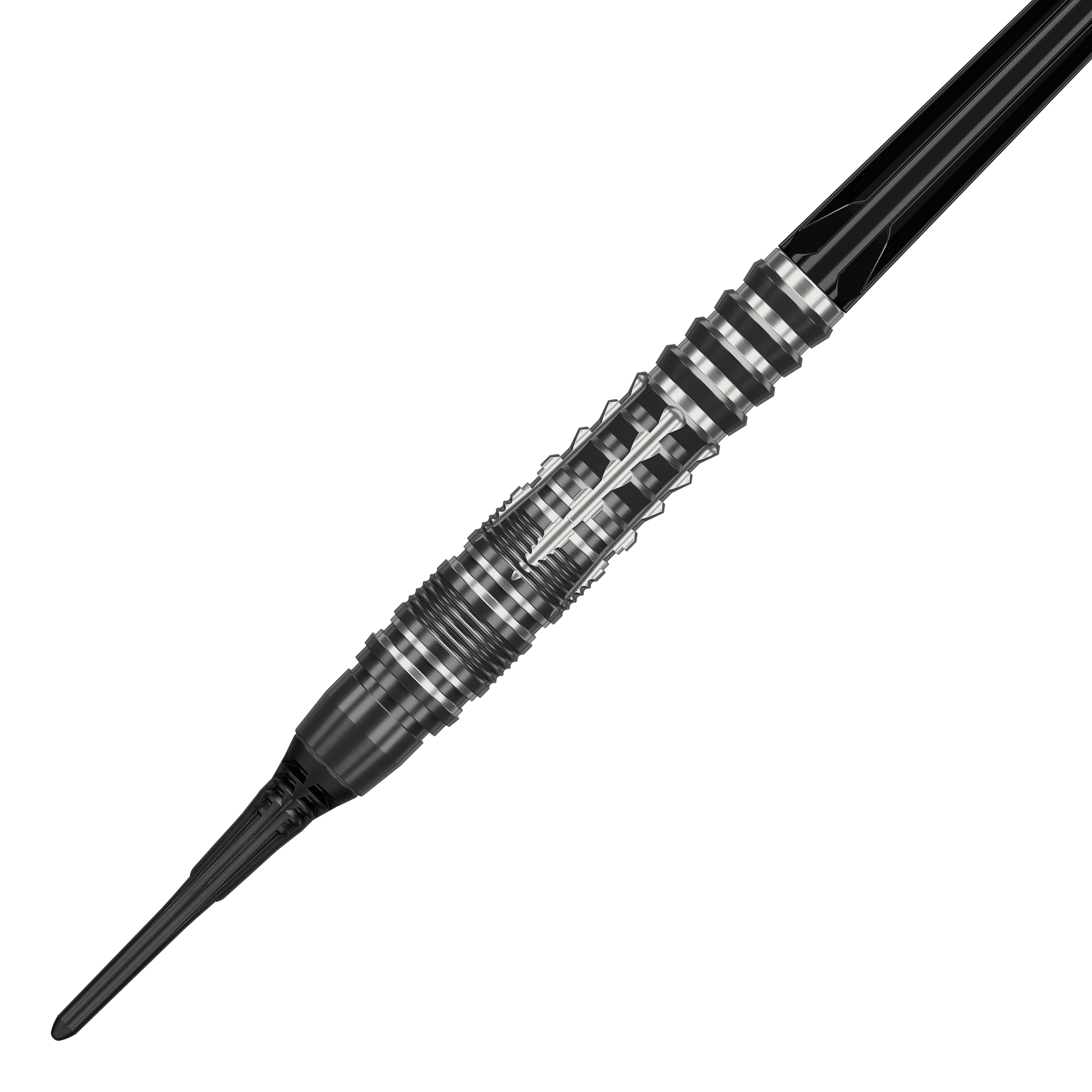 Miękkie lotki Target Black Marque Blaze – 18 g Das Bild zeigt die Target Black Marque Blaze Softdarts mit einem Gewicht von 18g. Hochwertige Softdarts für präzises Dartspiel.