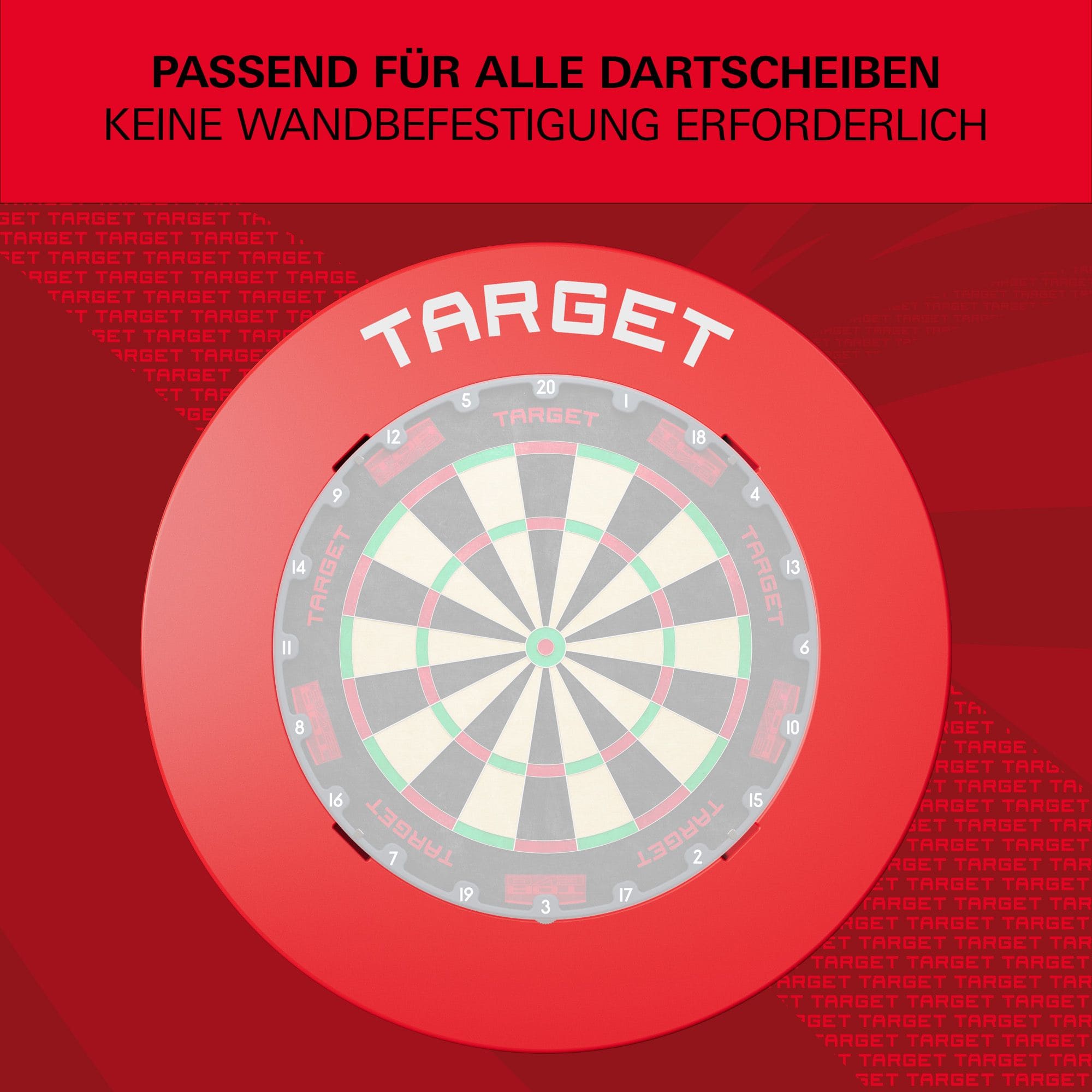Tarcza do darta z wycięciem Target Das Bild zeigt eine rote Umrandung für ein Dartboard. Die Struktur ist klar zu erkennen.