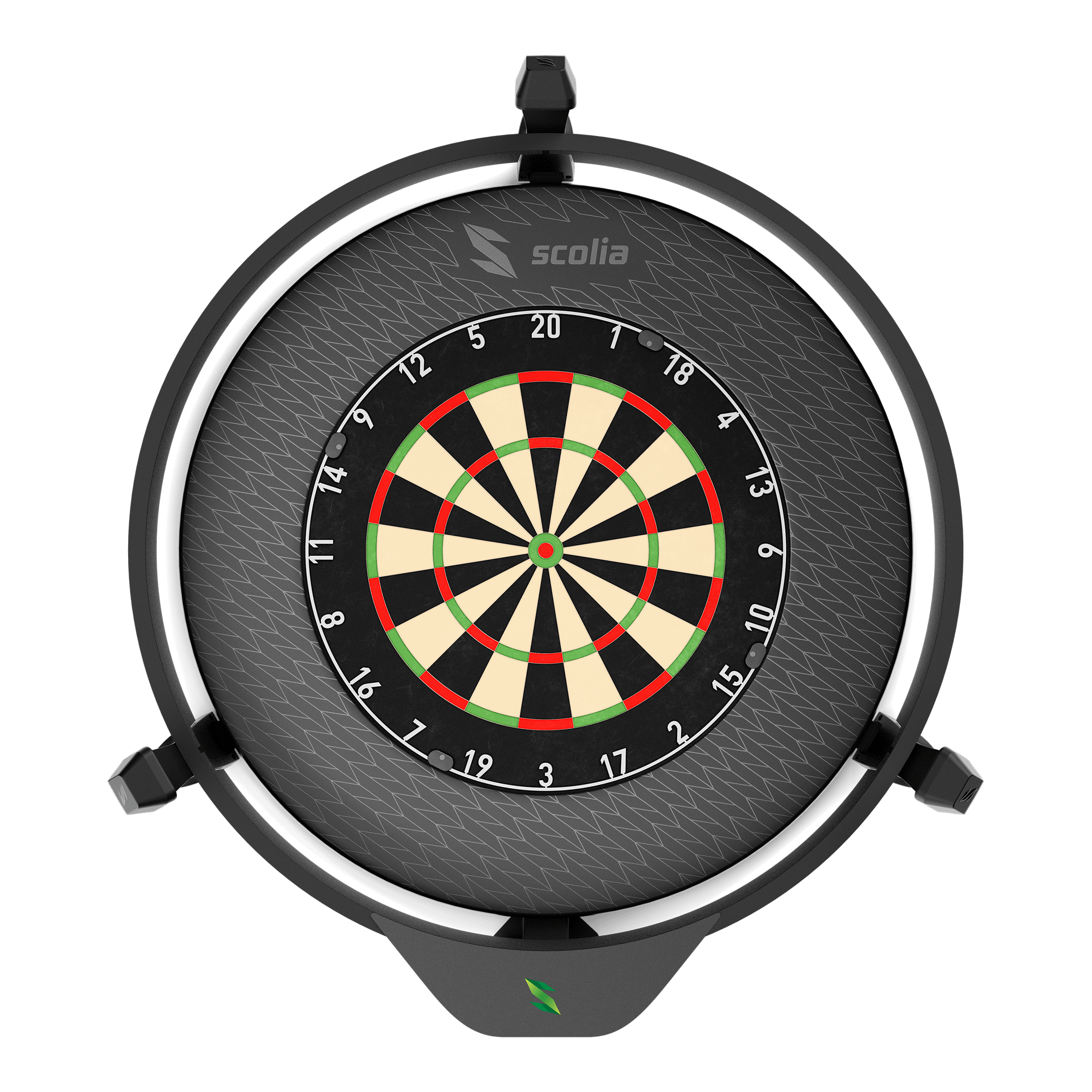 Scolia Stealth Dartboard Surround Scolia Stealth Dartboard Surround ist auf diesem Bild zu sehen. Das Produkt schützt die Wand rund um die Dartscheibe.