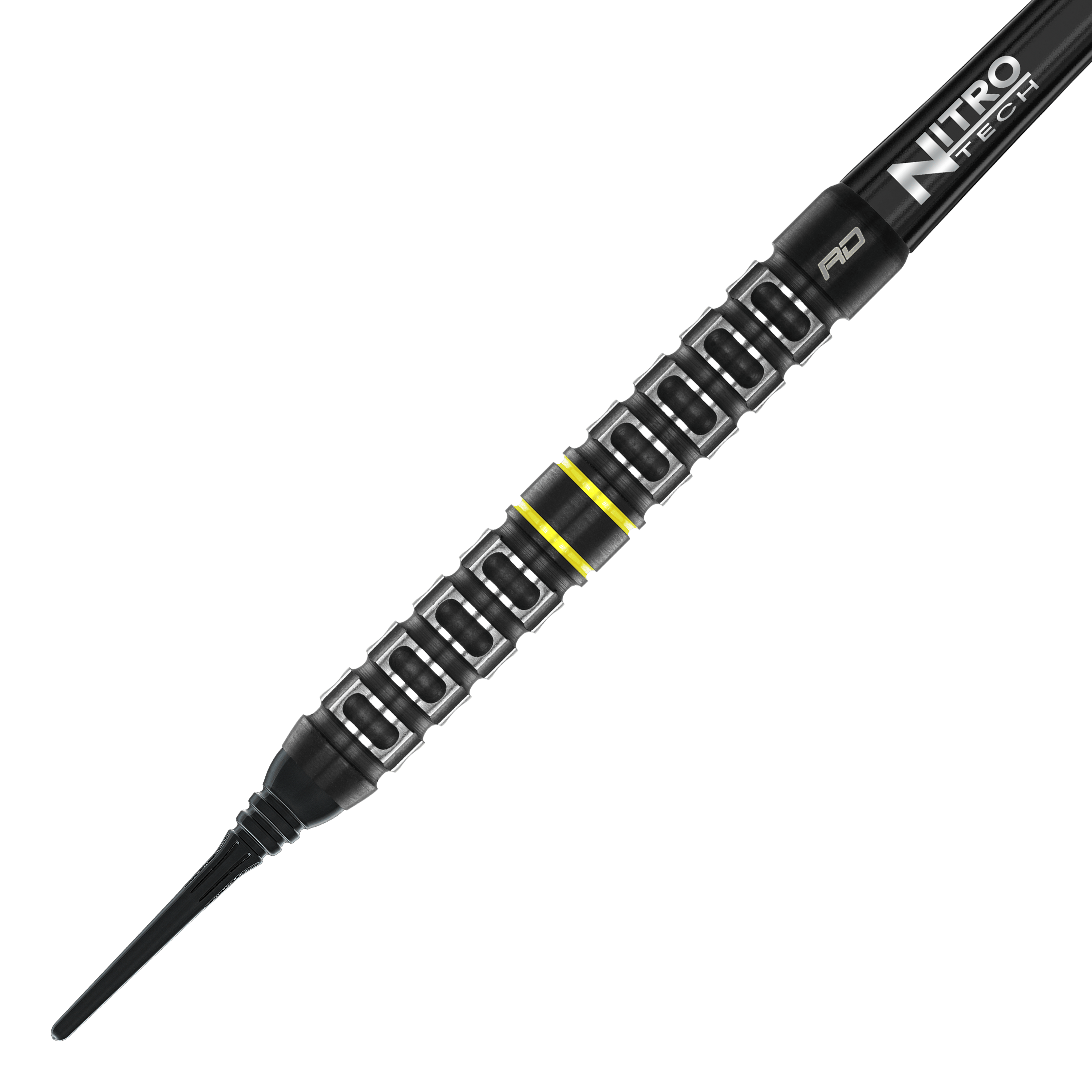 Softdarts Parallel Red Dragon Astraeus Q4X - 20g Dies ist ein Red Dragon Astraeus Q4X Parallel Softdart mit einem Gewicht von 20g. Der Dart hat ein schwarzes Design mit gelben Akzenten und einer markanten Griffstruktur.