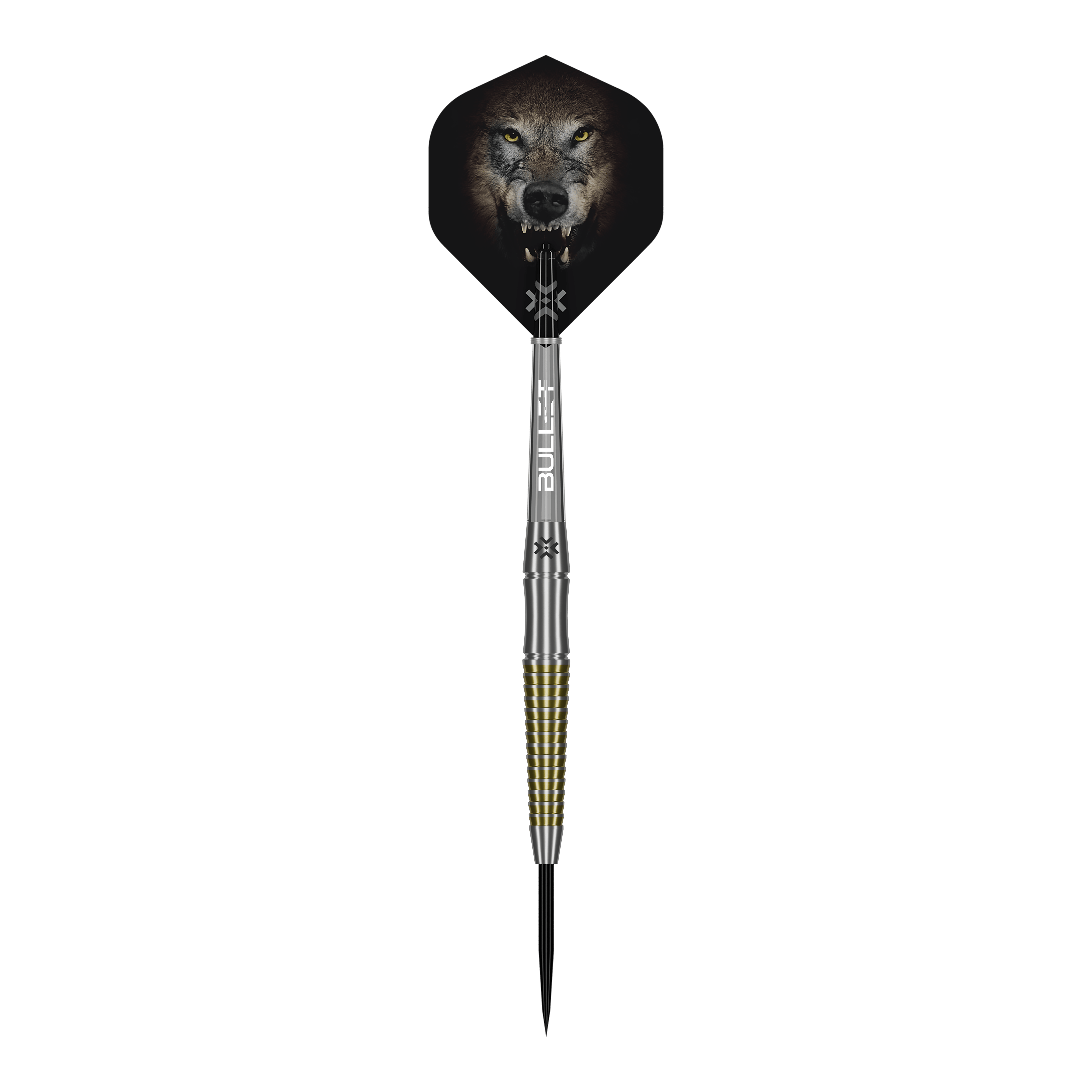 Stalowe lotki Bullet Fang Hier sieht man die Bullet Fang Steeldarts aus einer anderen Perspektive. Die Details der Darts sind gut erkennbar.