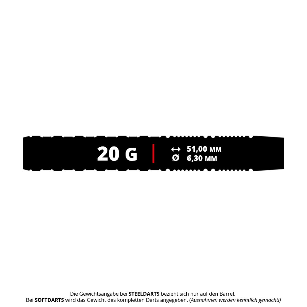 Miękkie lotki GOAT Finish Line - 20g Das Bild zeigt die GOAT Finish Line Tungsten Softdarts mit einem Gewicht von 20g. Die Darts sind für das Softdartspiel geeignet.