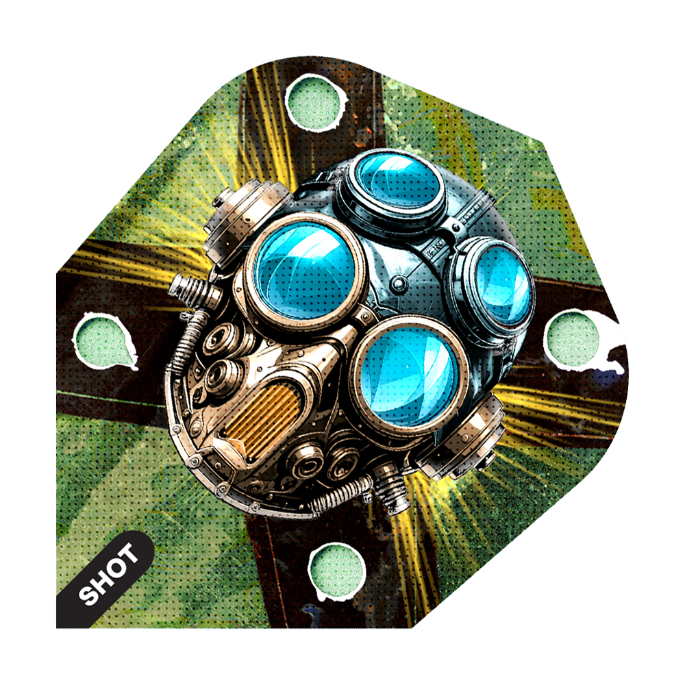 Dies ist ein Bild von Shot Badlands Krush No6 Flights. Das Produkt zeigt Dart-Flights in einem ansprechenden Design.