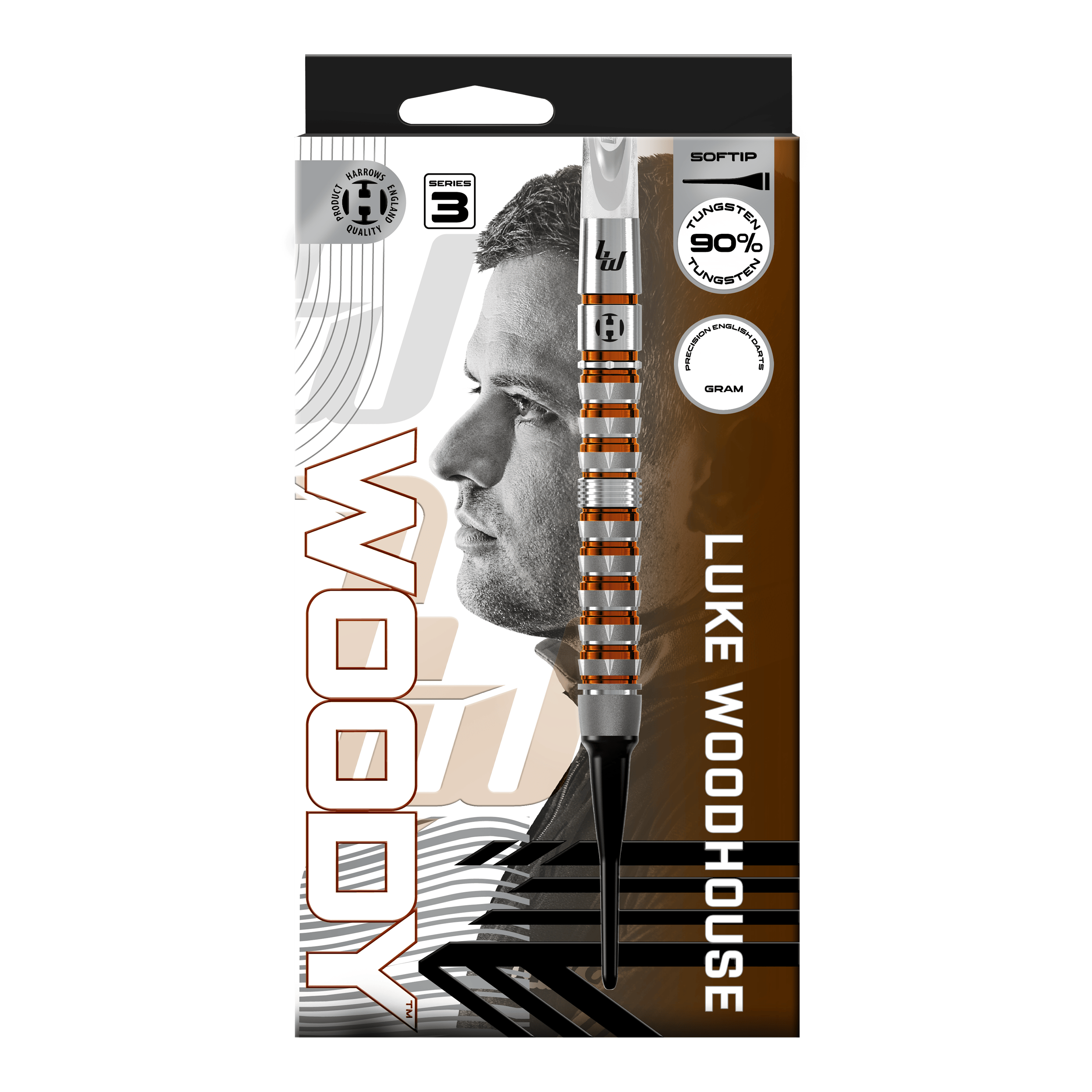 Harrow's Luke Woodhouse Series 3 Soft Darts - 18g Hier ist das Produkt Harrows Luke Woodhouse Series 3 Softdarts - 18g zu sehen. Das Foto stellt die Softdarts in der 18-Gramm-Ausführung dar.