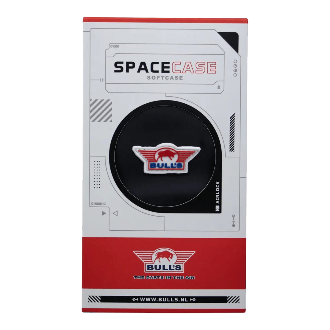Bulls NL Spacecase Softcase czarno-czerwony Das Bild zeigt das Produkt Bulls NL Spacecase Softcase in Schwarz-Rot. Es handelt sich um ein Softdart-Case für Dartpfeile und Zubehör.