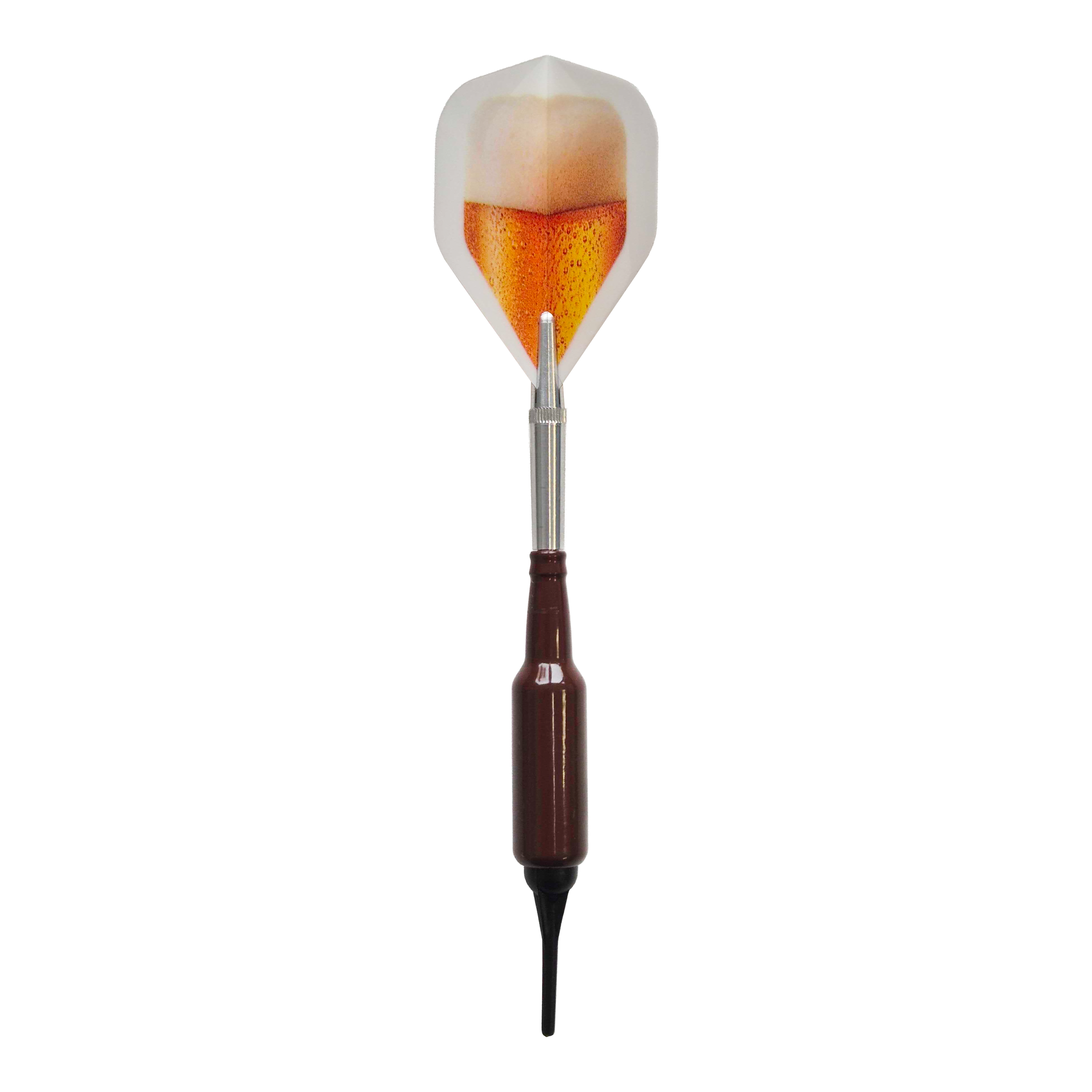 Gezeigt werden die McDart Prost Bierflaschen Softdarts mit 100 Softdartspitzen, 16,5 g. Die Softdarts kombinieren Spaß und Funktion für Dartliebhaber.