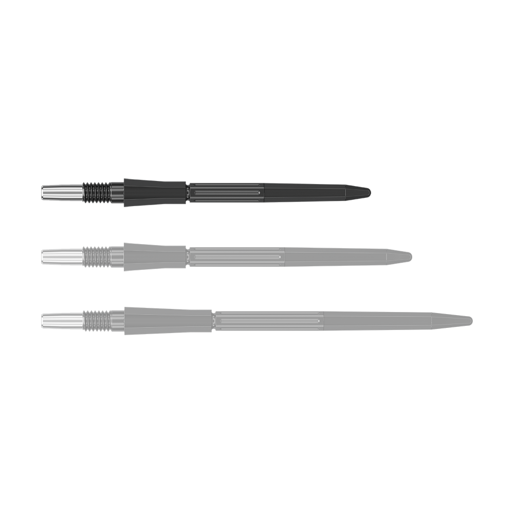 Groty do lotek Target Elysian Archetype 43 Swiss Point Steel – czarne Das Bild zeigt eine einzelne schwarze Dartspitze der Target Elysian Archetype 43 SwissPoint Serie in 30 mm Länge. Die Spitze liegt einzeln auf neutralem Hintergrund.