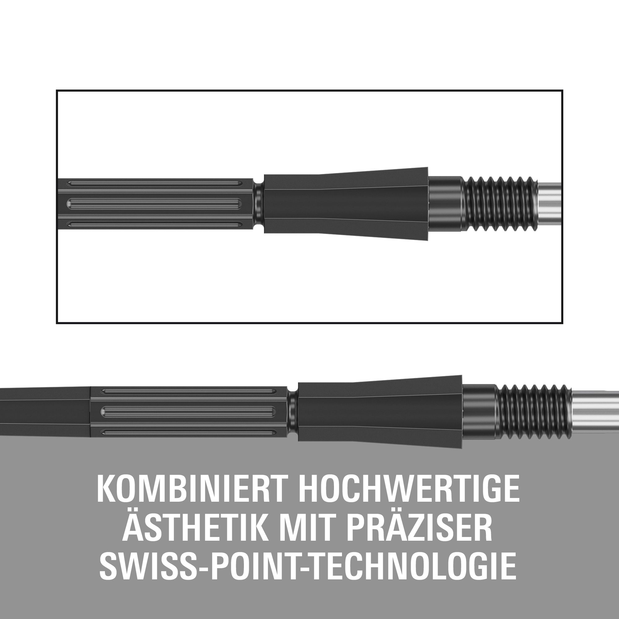 Groty do lotek Target Elysian Archetype 43 Swiss Point Steel – czarne Das Bild zeigt die Target Elysian Archetype 43 Swiss Point Steeldartspitzen in Schwarz. Die Spitzen sind speziell für Dartspieler entworfen.