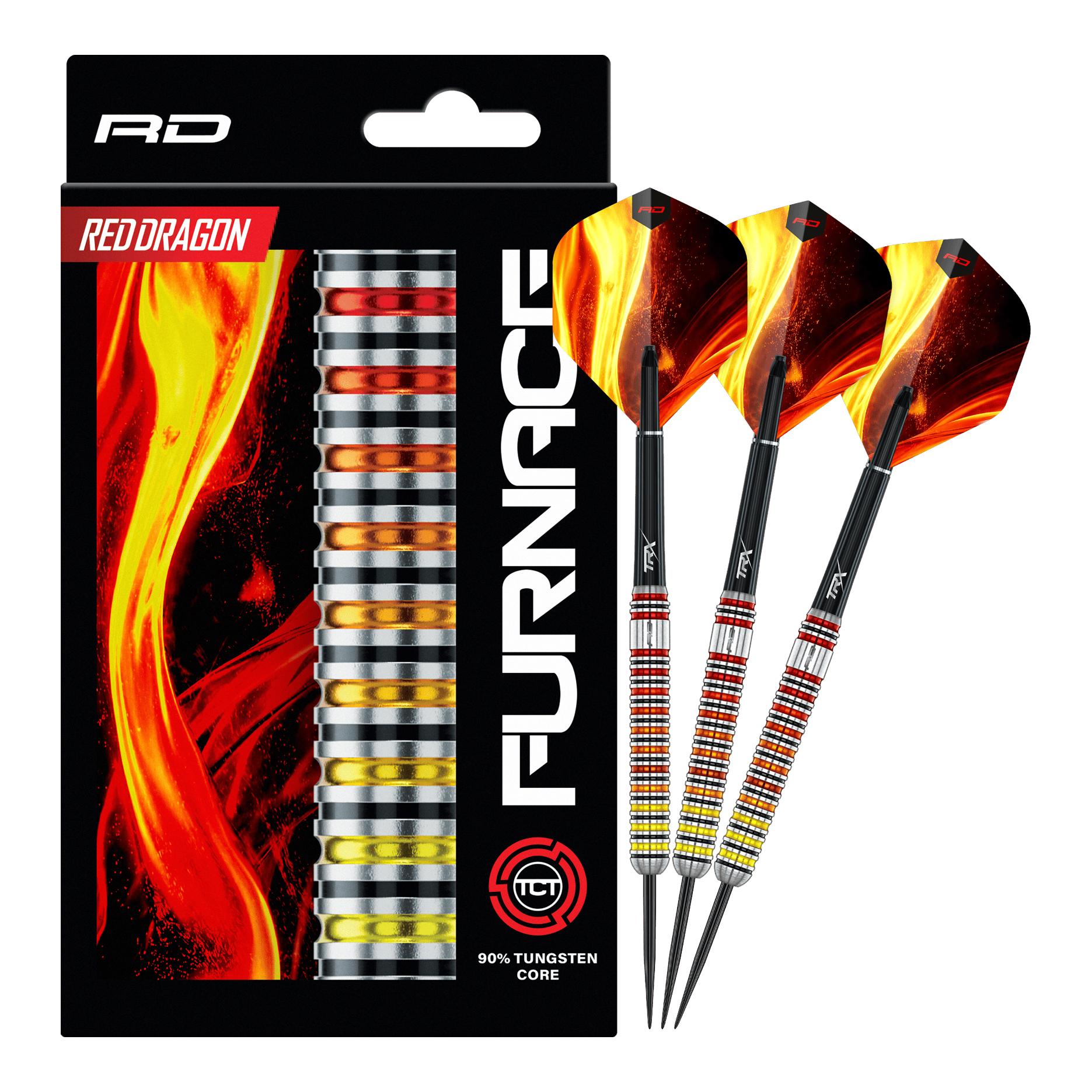 Stalowe rzutki Red Dragon Furnace Auf dem Bild sind die Red Dragon Furnace Steeldarts vollständig abgebildet. Das Produkt wird in seiner Gesamtheit präsentiert.
