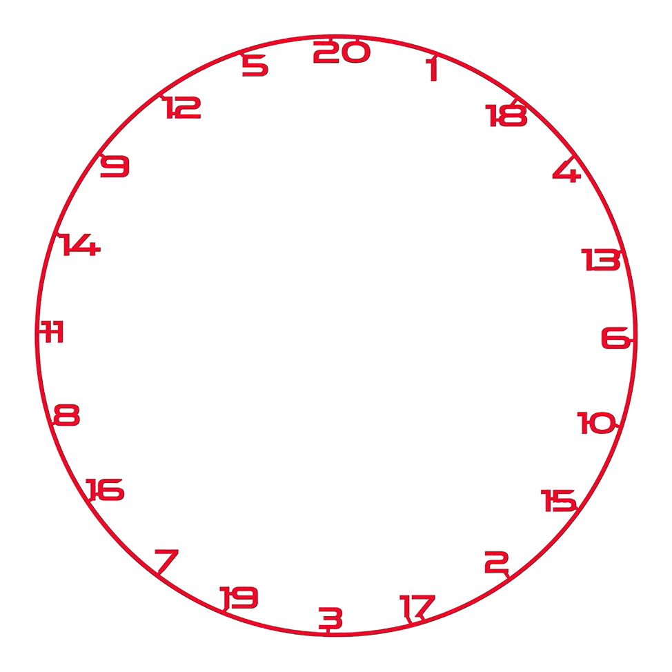 Pierścień z numerem tarczy do darta Bullet Das Bild zeigt einen roten Zahlenring für ein Dartboard. Der Name der Datei ist BT1000120_Bullet_Dartboard_Zahlenring_Rot_1.