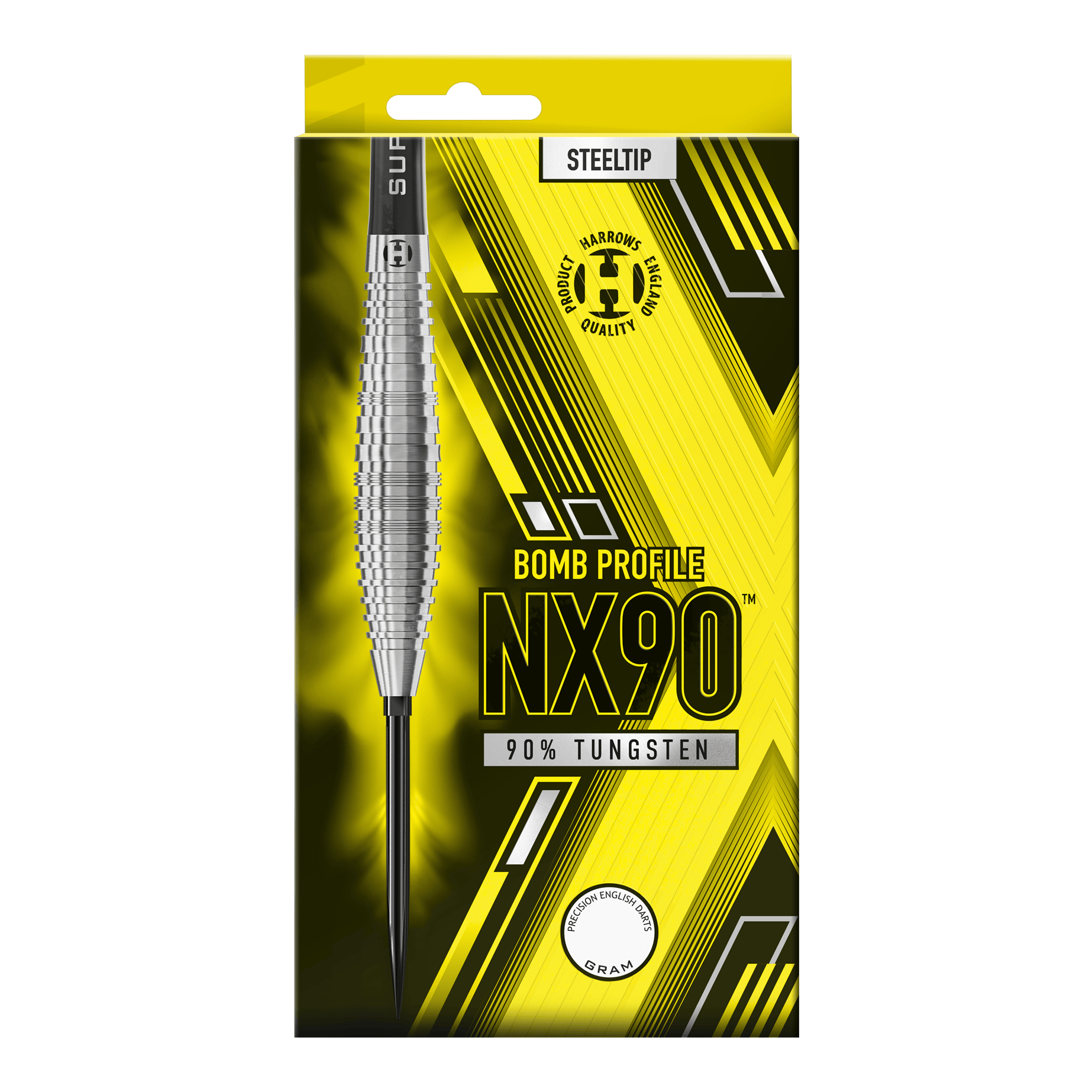 Lotki stalowe Harrows NX90 Bomb Quick Point Das Bild zeigt die Harrows NX90 Bomb Quick Point Steeldarts. Es handelt sich um hochwertige Steeldarts für das Dartspiel.