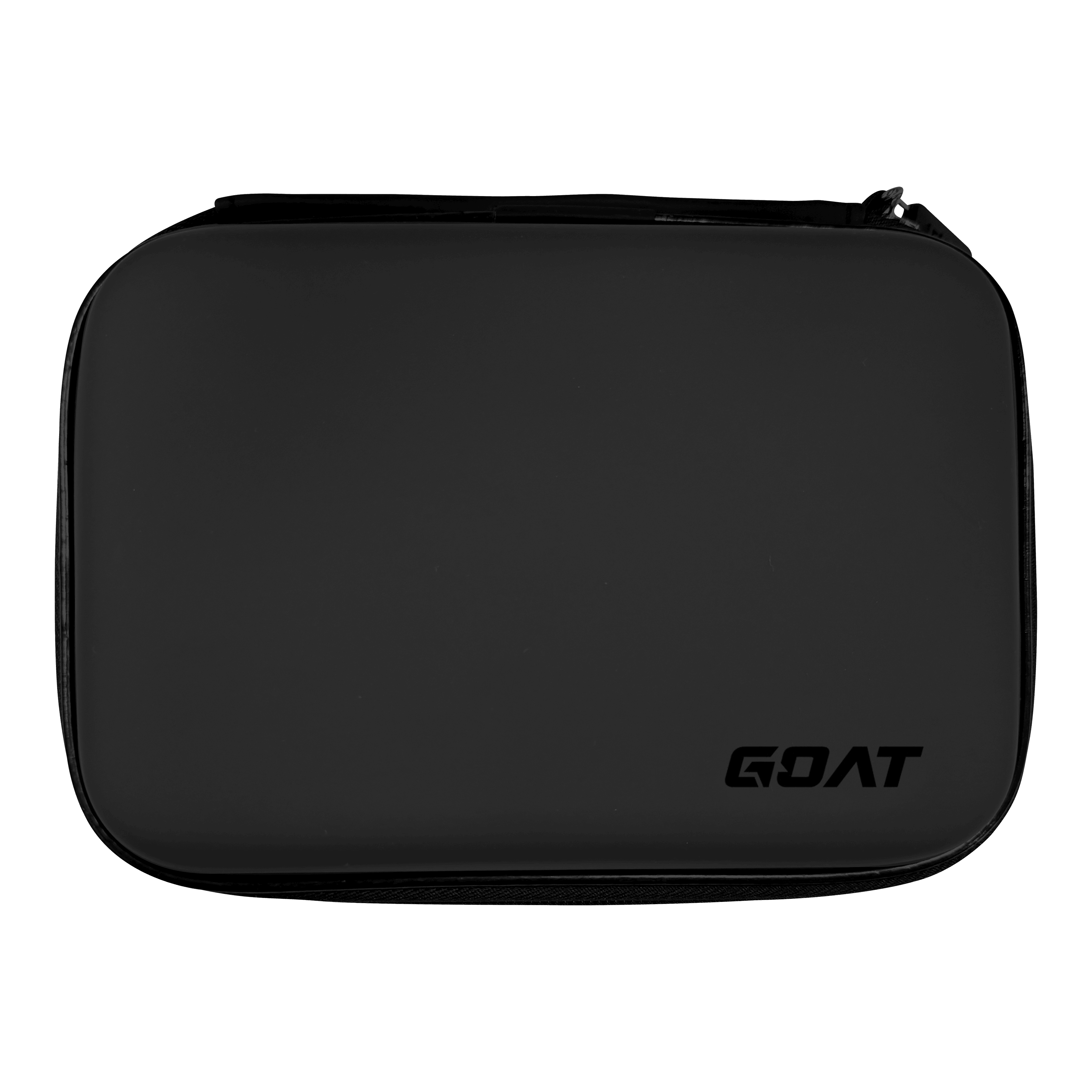 Portfel do darta GOAT Locker XL Das Bild zeigt eine schwarze rechteckige Tasche mit abgerundeten Ecken. In der unteren rechten Ecke befindet sich das Logo mit der Aufschrift "GOAT".