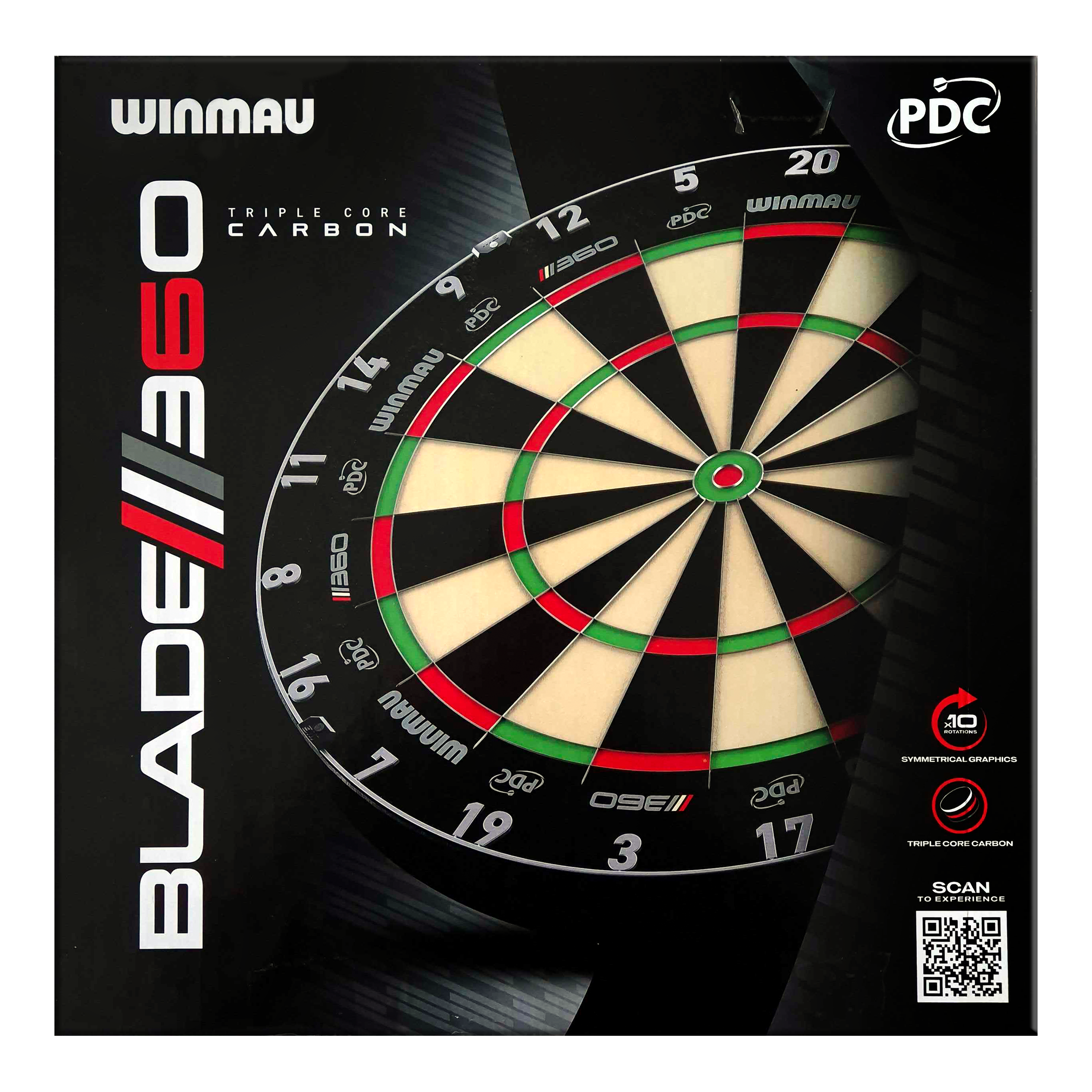 Tarcza do darta Winmau Blade 6 Triple Core 360 ze stali Das Bild zeigt ein Dartboard. Der Dateiname lautet '3060_Winmau_Blade_360_Steeldartboard_5'.