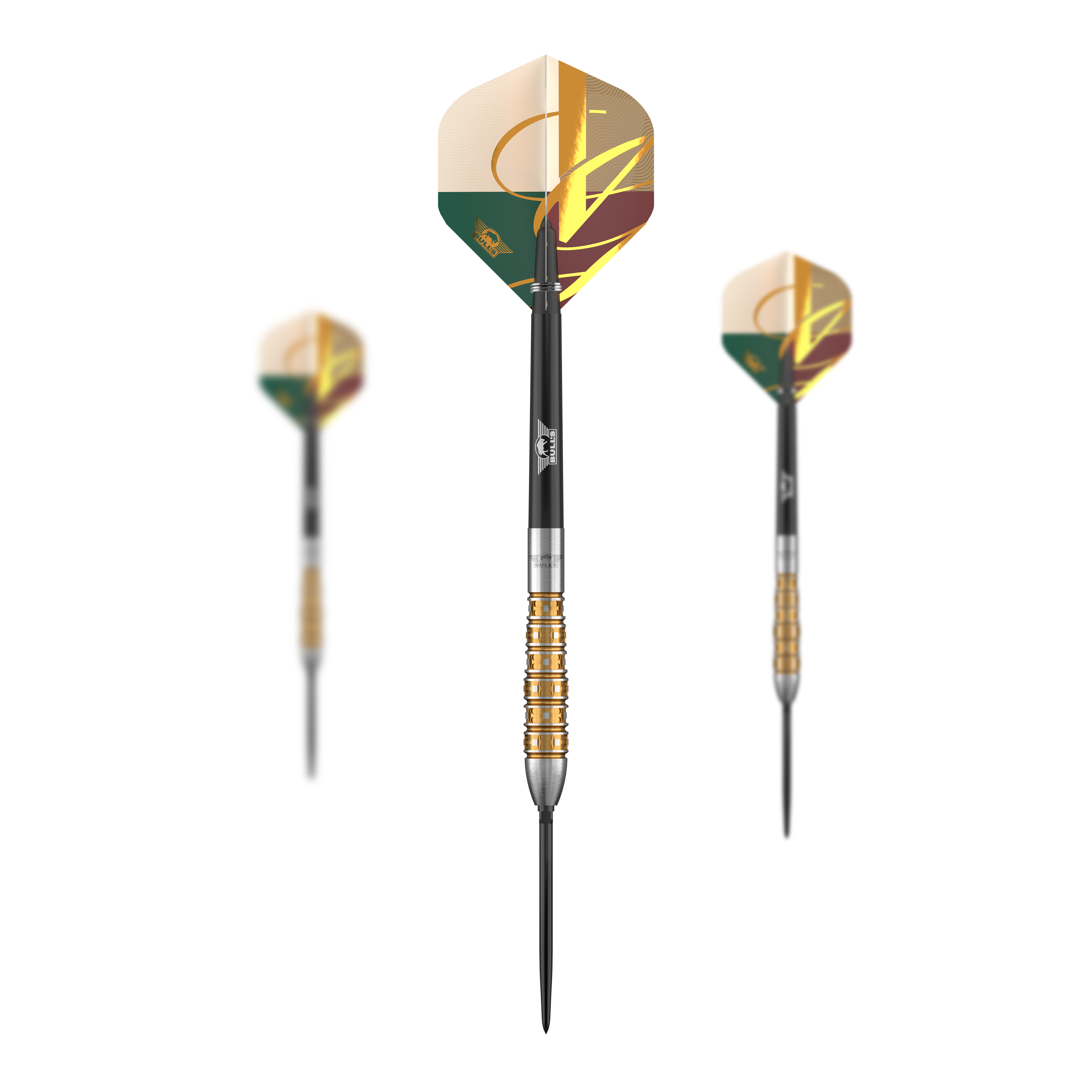 Bulls NL Vintage Bomb Convertible Points Steel Darts Das Foto zeigt ein Set der Bulls NL Vintago Bomb Convertible Point Steeldarts. Dieses Produkt ist für Dartspieler konzipiert.
