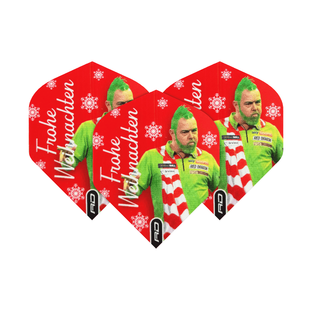 Red Dragon Peter Wright Grinch Standardowe Loty Świąteczne Abgebildet sind die Red Dragon Peter Wright Grinch Standard Weihnachtsflights. Die Flights sind mit einem weihnachtlichen Motiv gestaltet.