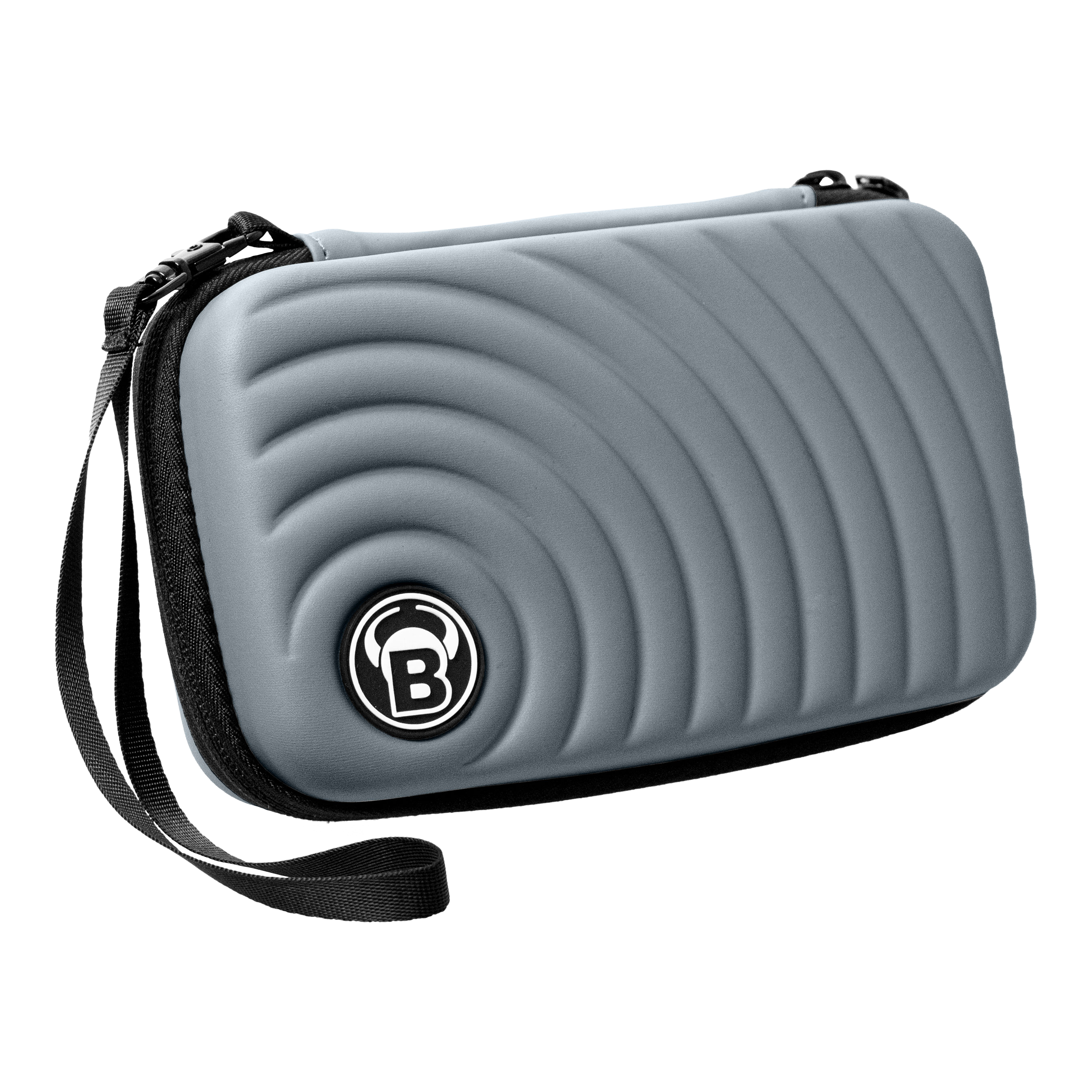 Das Produkt Bulls Orbis XL Dartcase in Grau ist dargestellt. Dieses große Dartcase bietet viel Platz für Darts und Zubehör.