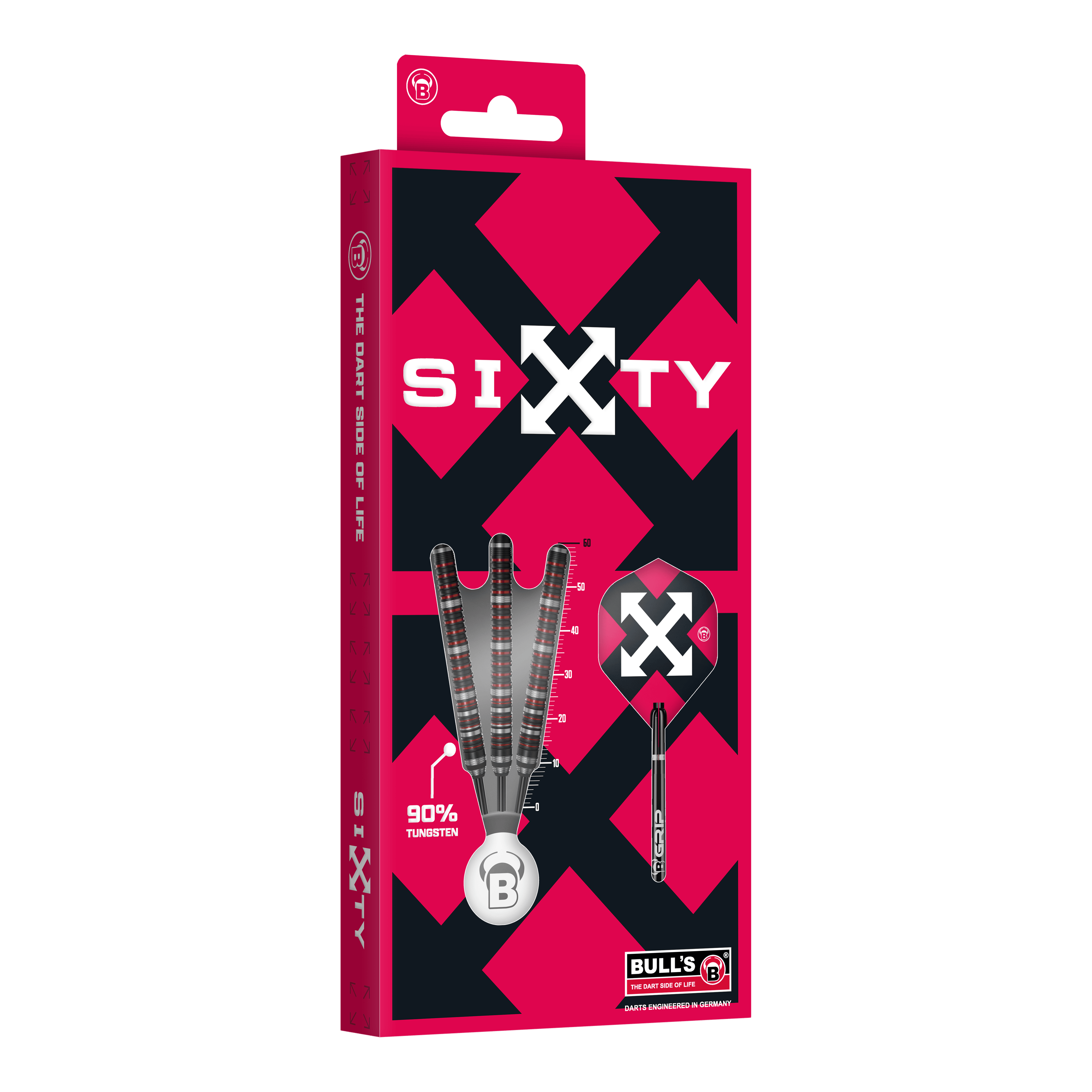 Stalowe lotki Bulls Sixty S2 Hier sind die Bulls Sixty S2 Steeldarts abgebildet. Die Steeldarts haben ein schlankes Design und eignen sich für professionelle Spieler.