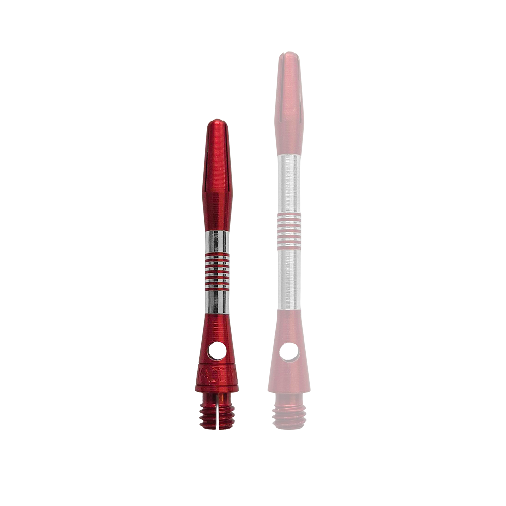 Wałki aluminiowe Bulls NL Cetra - czerwone Bild zeigt rote Aluminium Shafts mit einer Länge von 34 mm. Es handelt sich vermutlich um Zubehör für Darts.