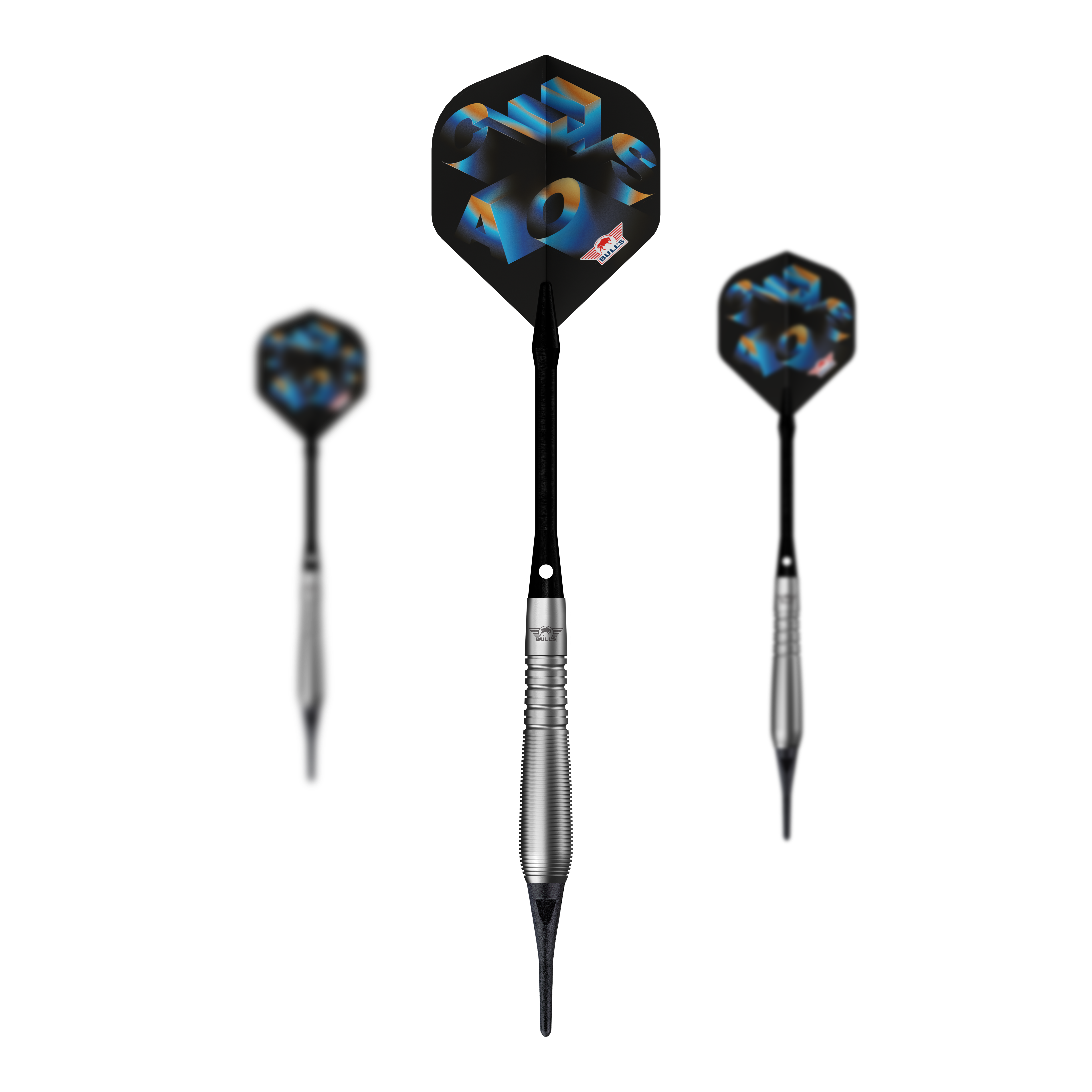 Bulls NL Chaos Blue Soft Darts - 19g Abgebildet ist ein Set Bulls NL Chaos Blue Softdarts mit 19g. Die Softdarts sind blau und werden als komplettes Set präsentiert.
